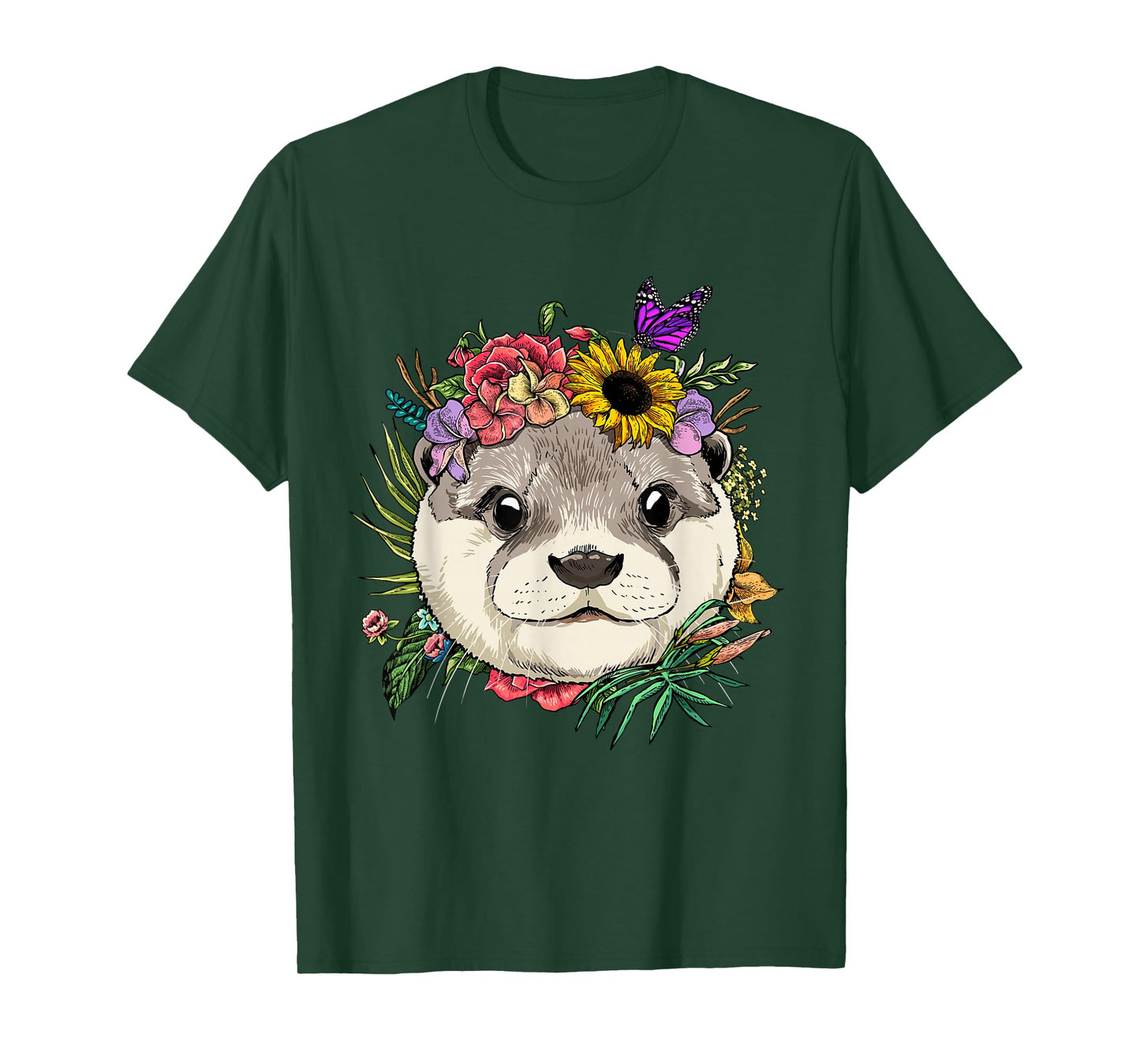 Floral Otter Spring Nature Otter Animal Lovers T-Shirt