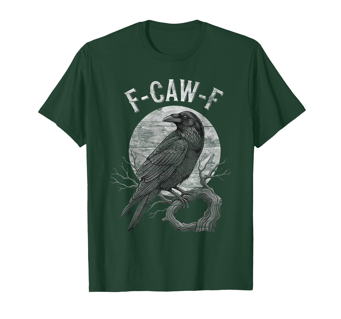 Funny Black Crow – F-Caw-F Gothic Moon Adult Humor Design T-Shirt