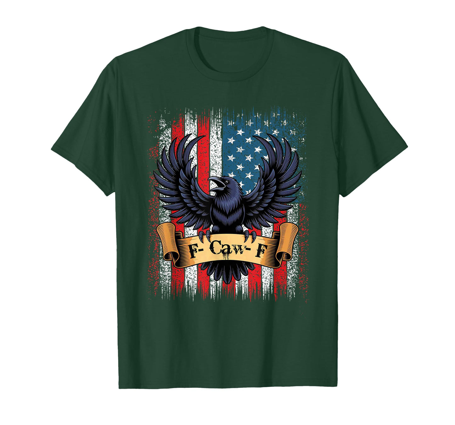 F-Caw-F Black Crow Black Bird Retro USA Flag Vintage F-Caw-F T-Shirt