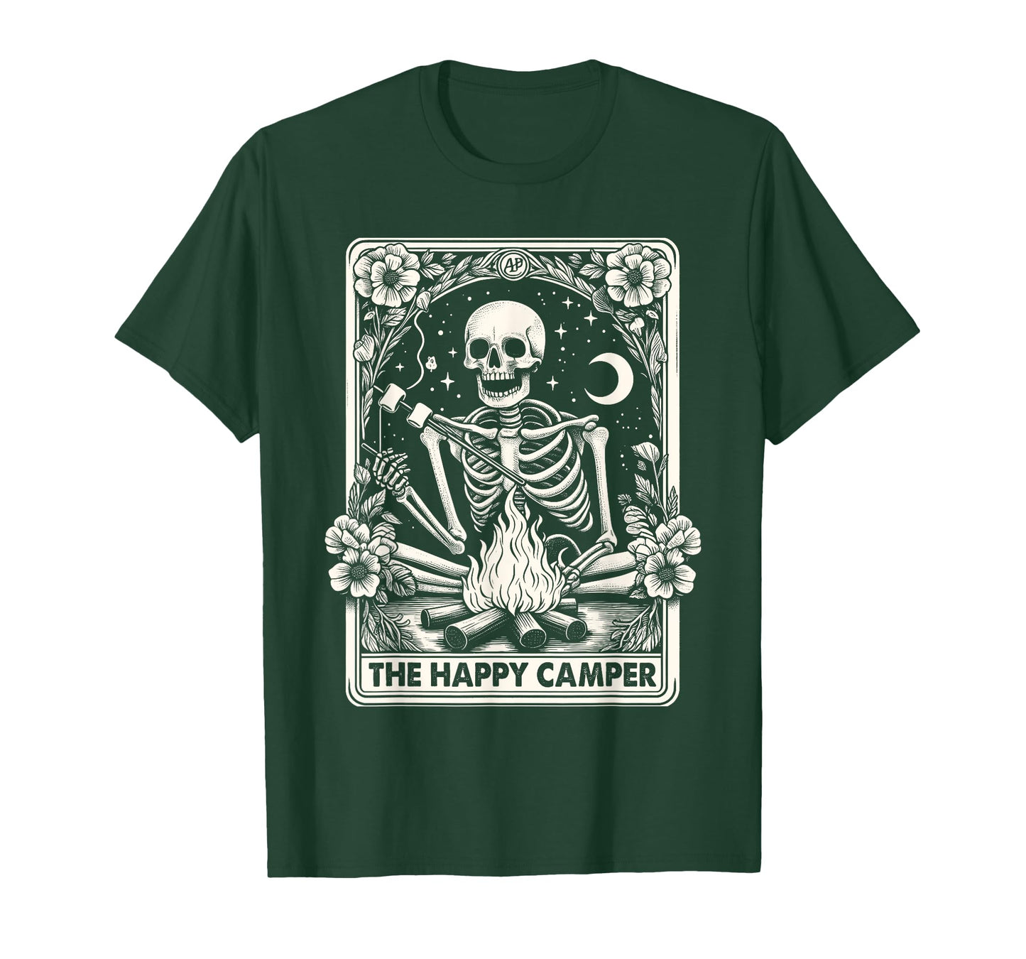 Happy Camper Card Skeleton Camper Camping Halloween T-Shirt