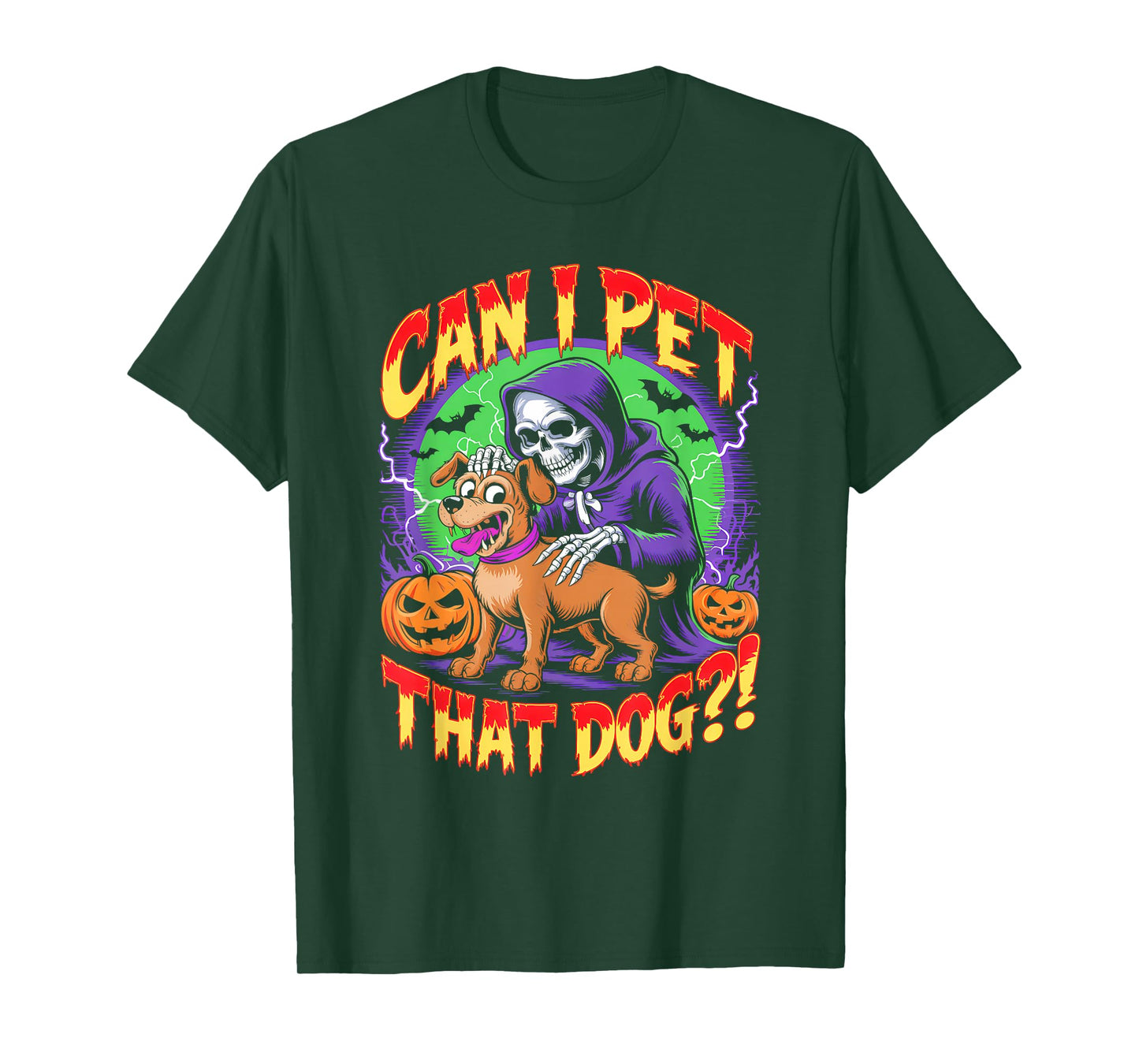 Can I Pet That Dog?! Funny Skeleton Halloween Bootleg T-Shirt