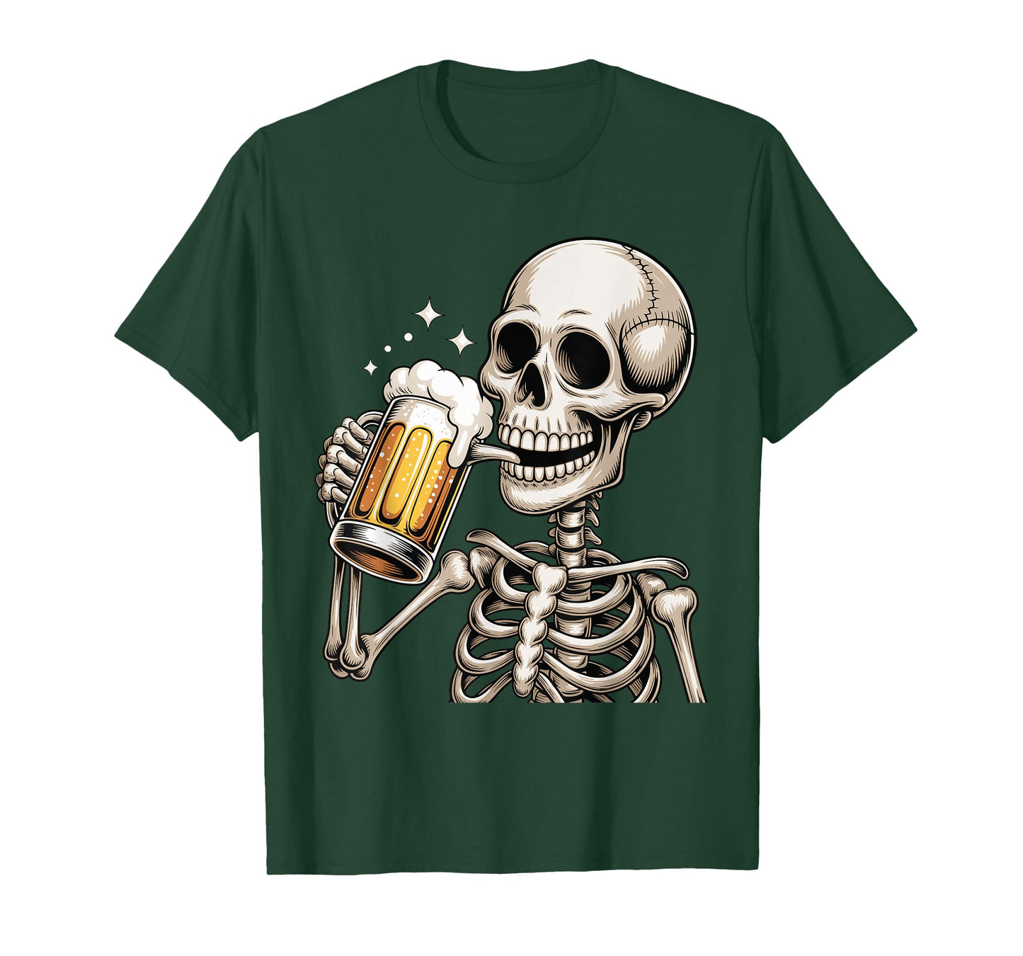 Halloween Creepy Skeleton Drinking Beer Funny Trick or Treat T-Shirt