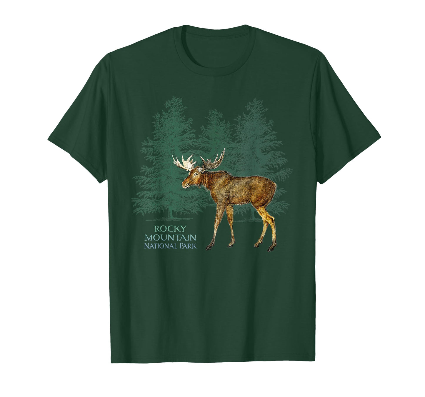Rocky Mountain National Park Colorado Moose Trees T-Shirt