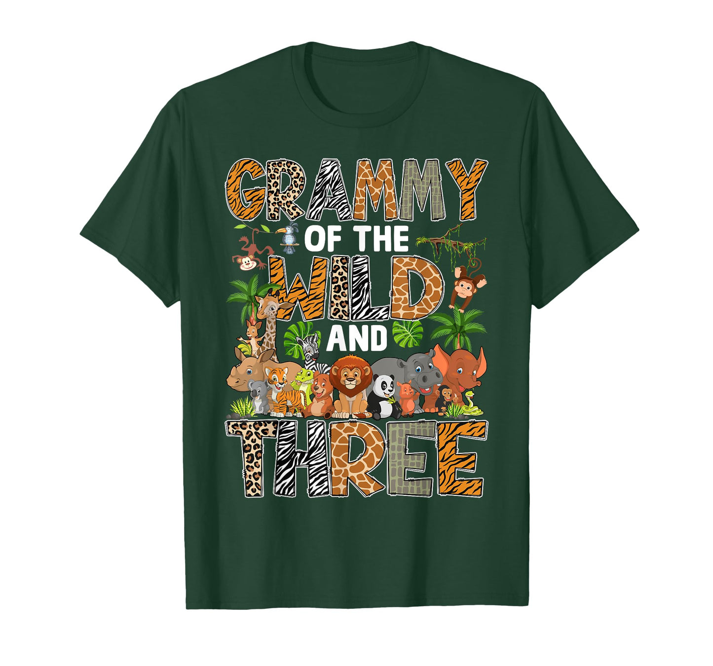 Grammy Of The Wild Three Zoo Birthday Safari Jungle T-Shirt