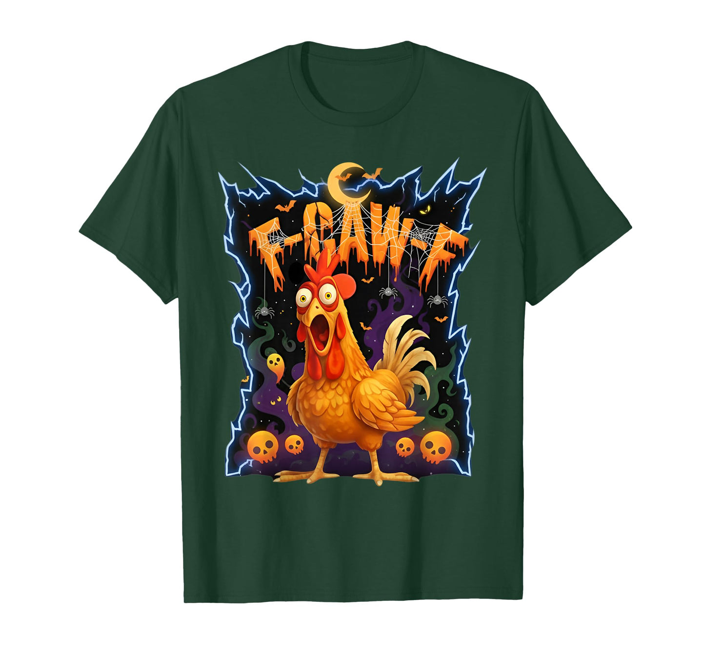 Scared Chicken F-Caw-F Halloween Tee T-Shirt