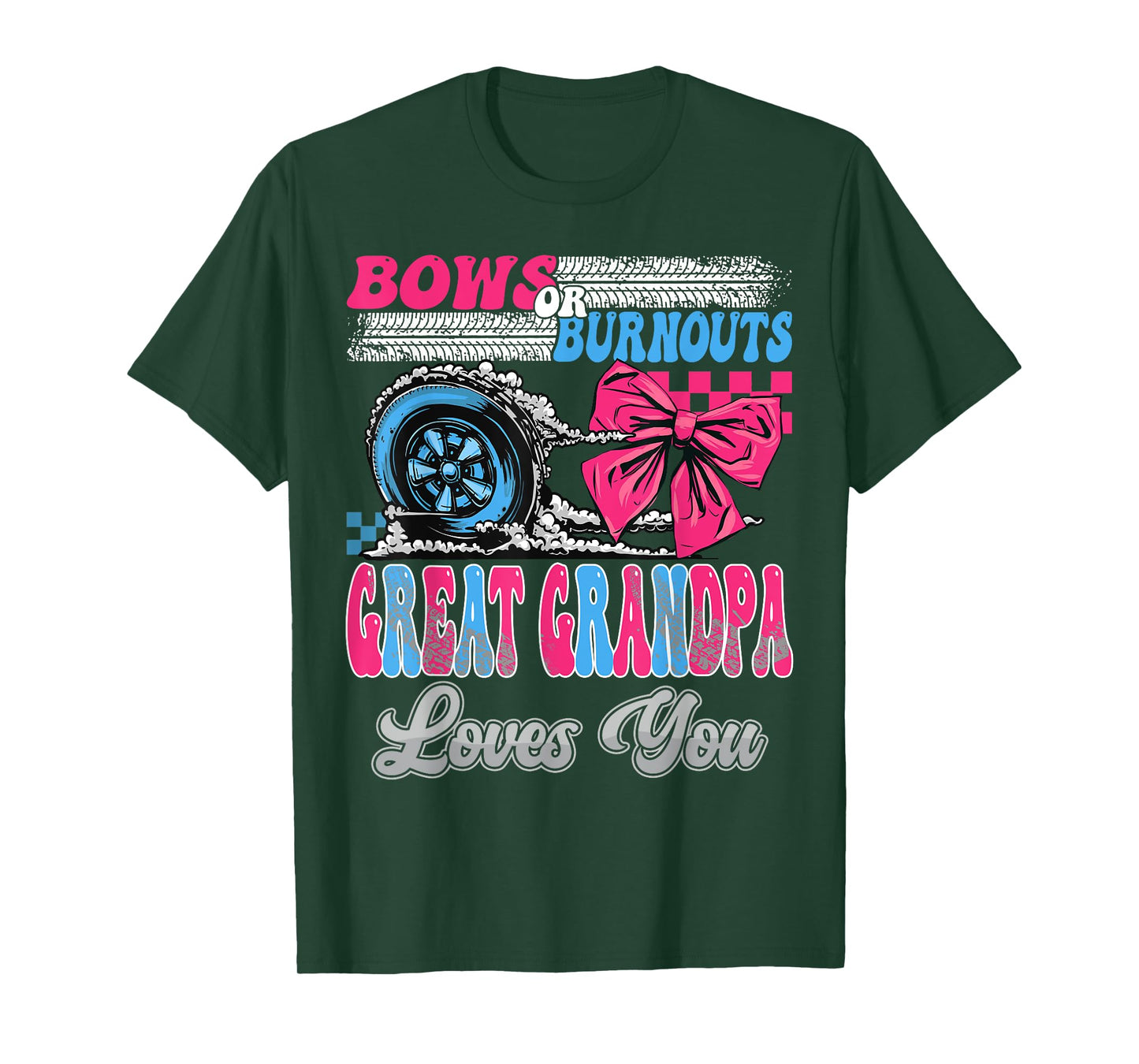 Burnouts or Bows Great Grandpa Loves You Gender Reveal Party T-Shirt