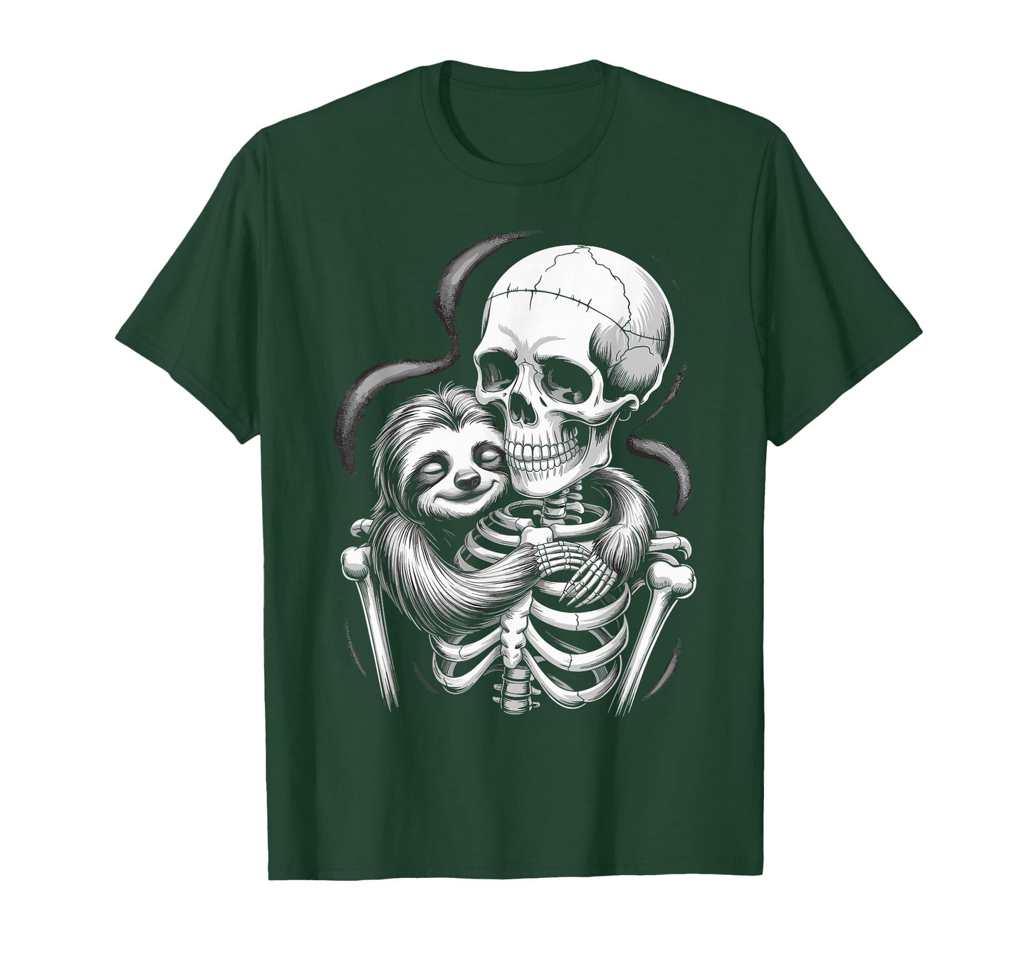 Skeleton Hugging Sloth Lover Spooky Season Halloween T-Shirt