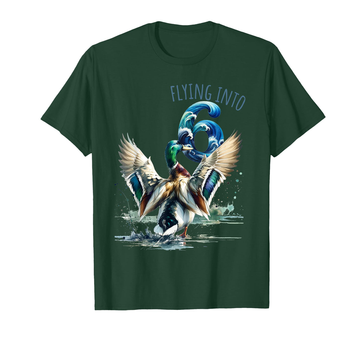 Flying into 6 Duck Hunting 6th Birthday Party 6 Year Old T-Shirt