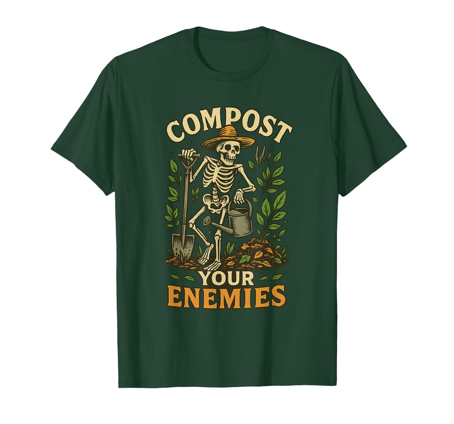 Funny Compost Your Enemies Gardening Skeleton Shirt T-Shirt