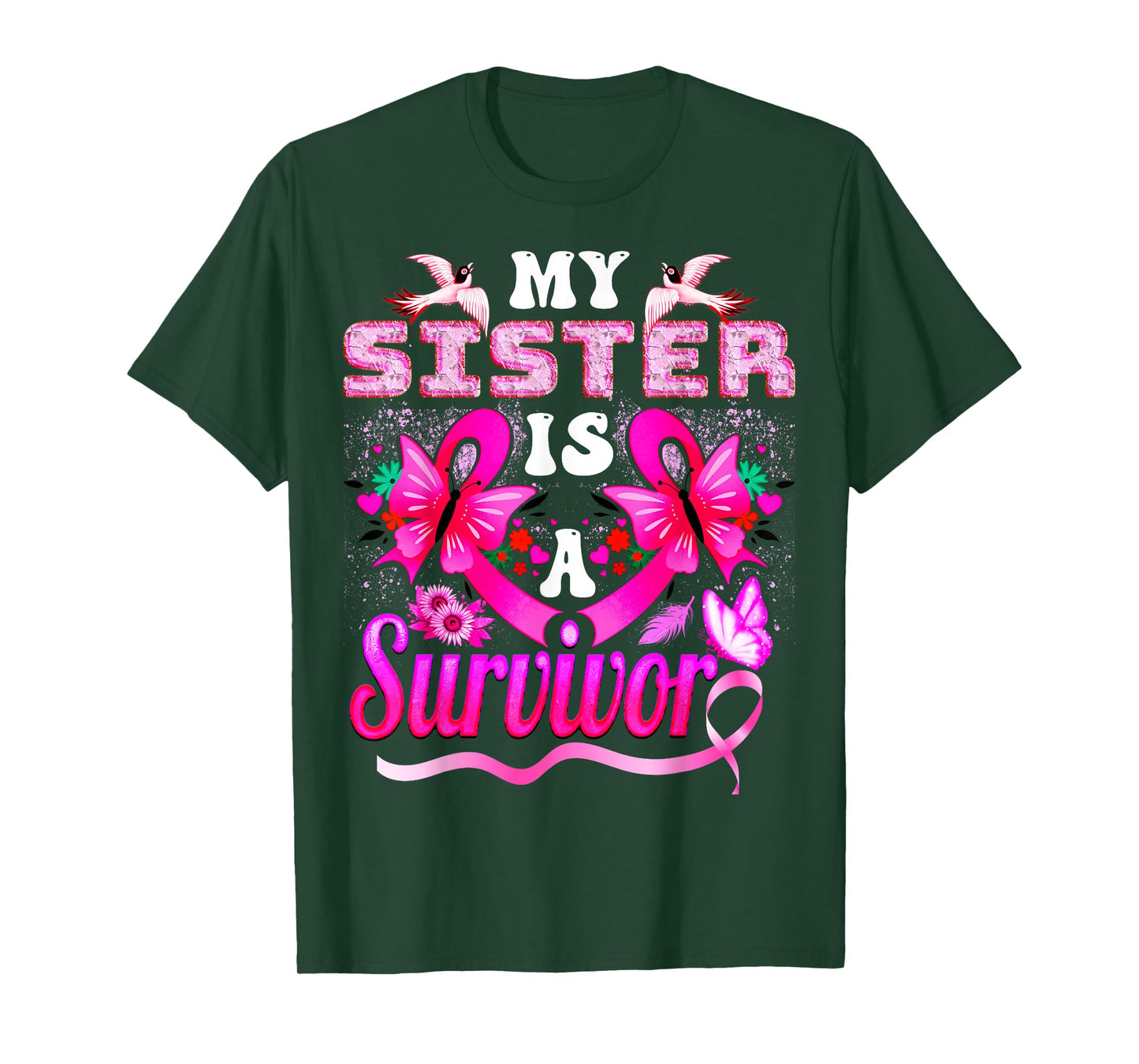 My Sister Is A Survivor Breast Cancer Sunflower T-Shirt