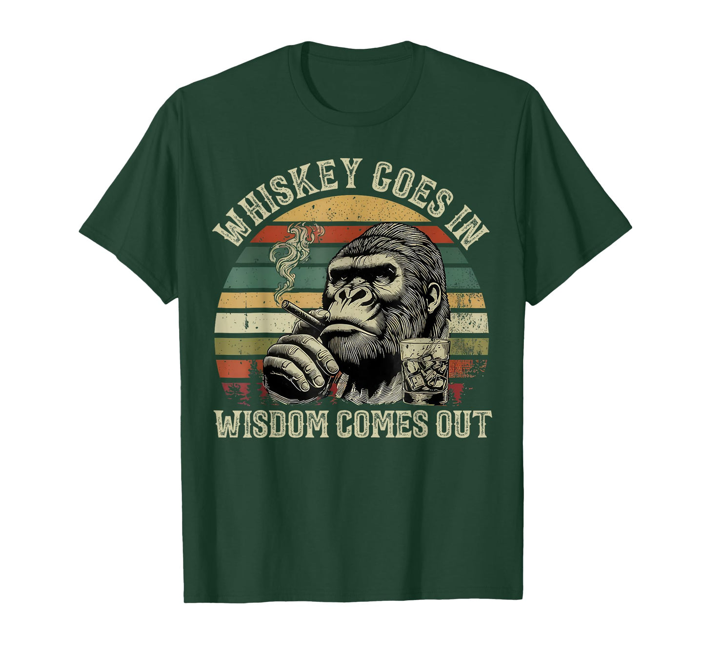 Whiskey Goes in Wisdom Comes Out Funny Monkey T-Shirt