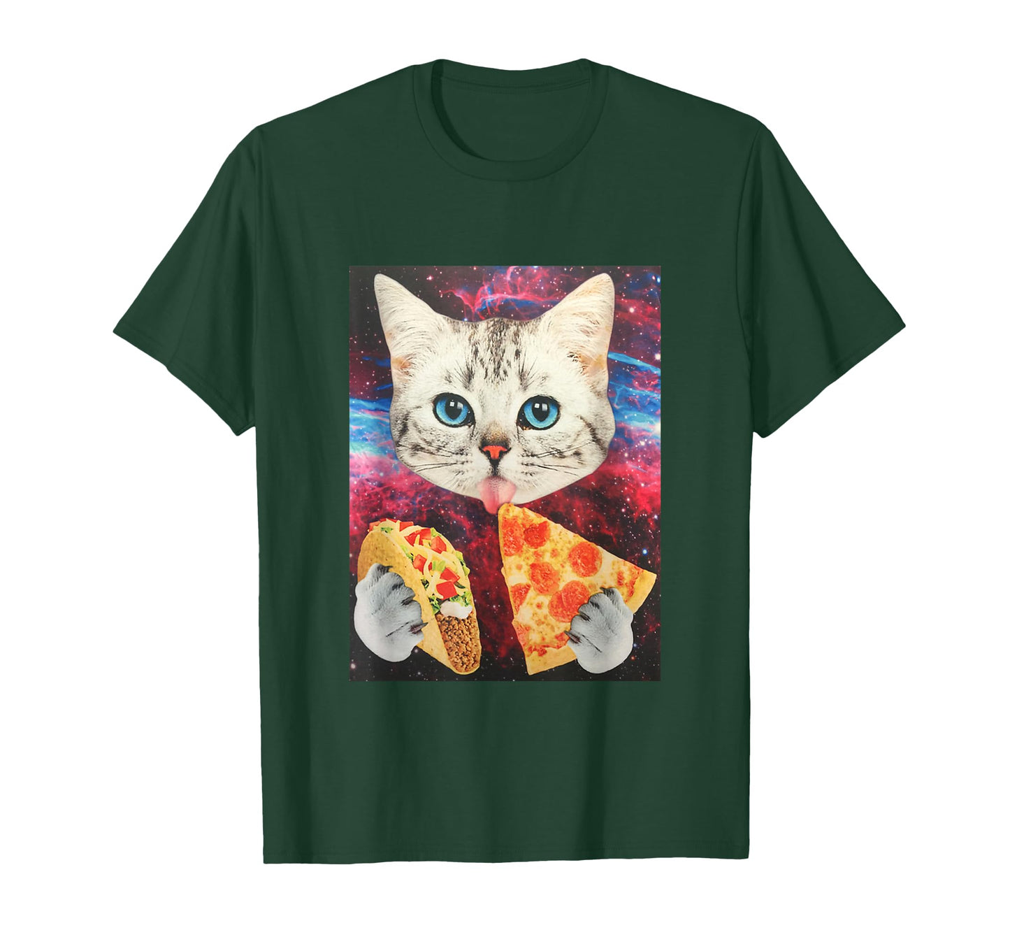 Funny Cute Outer Space Galaxy Cat Meme Pizza Taco Trippy T-Shirt