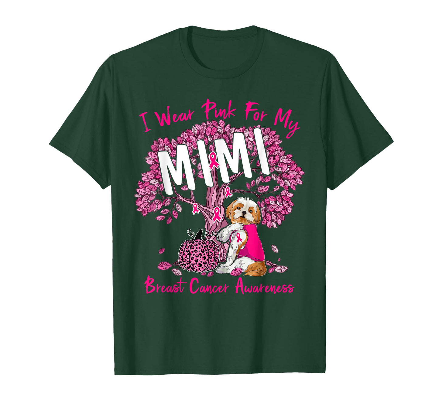 I Wear Pink For My Mimi Breast Cancer Awareness Shih Tzu Dog Men Women Kids T-Shirt