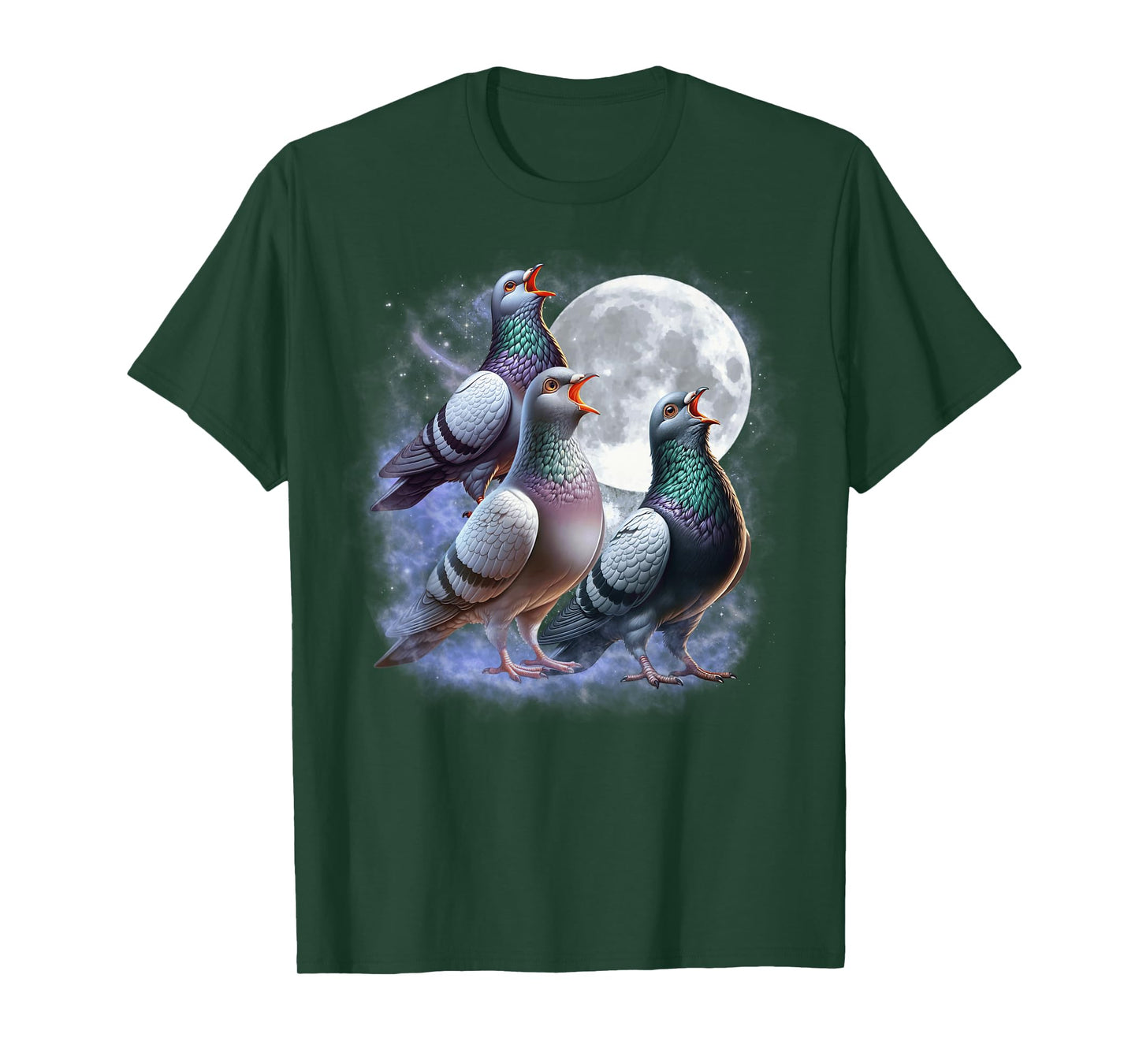 Three Pigeons Moon Funny Pigeon Howling Wolfs Moon Parody T-Shirt