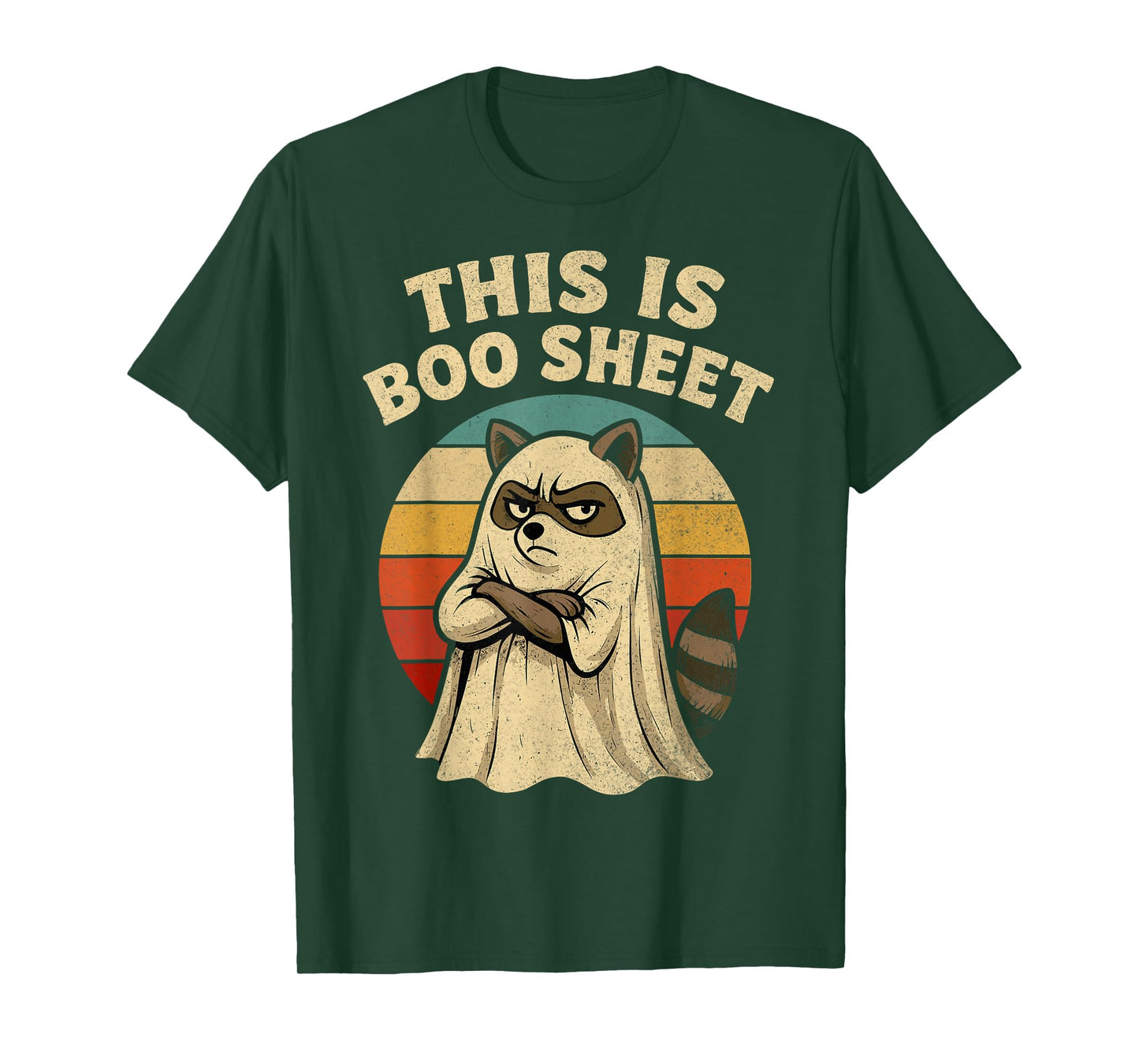 Retro Halloween Raccoon This is Boo Sheet Ghost Men Women T-Shirt