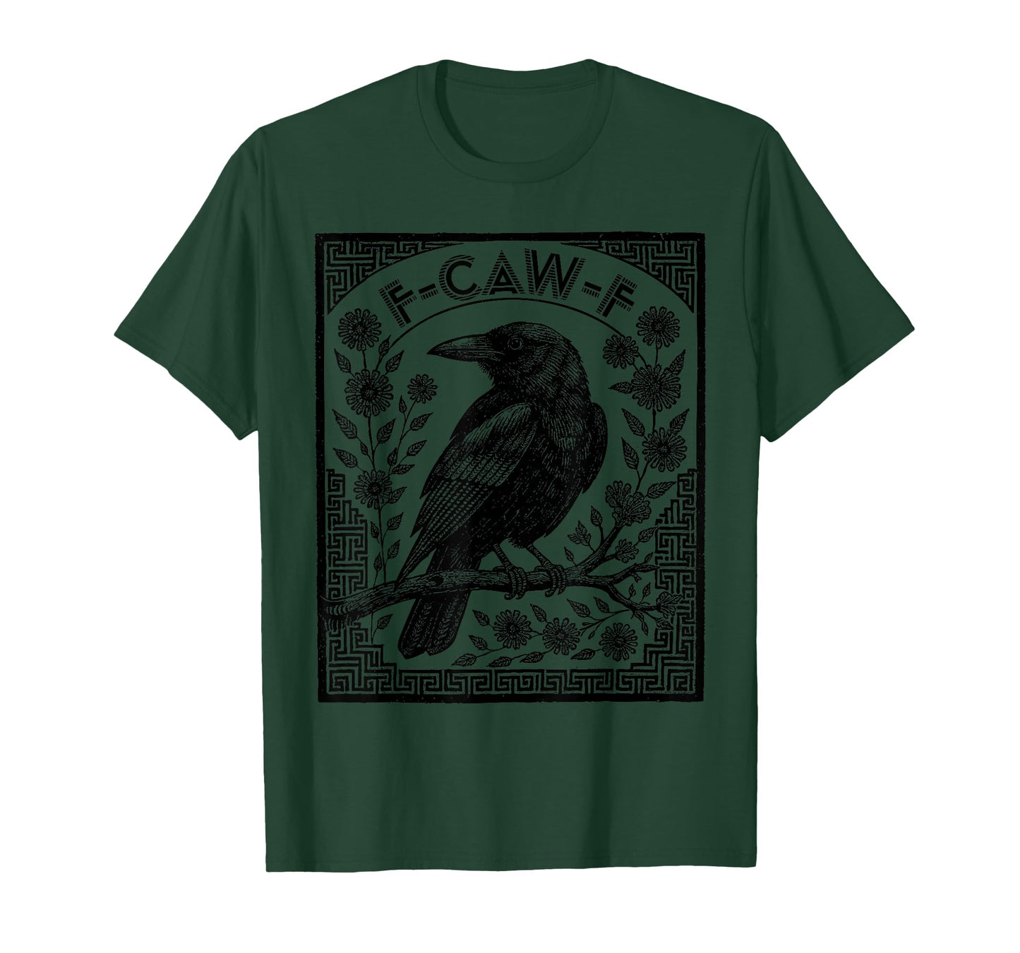 Retro Frame F-Caw-F Black Crow Funny Black Bird Saying Meme T-Shirt