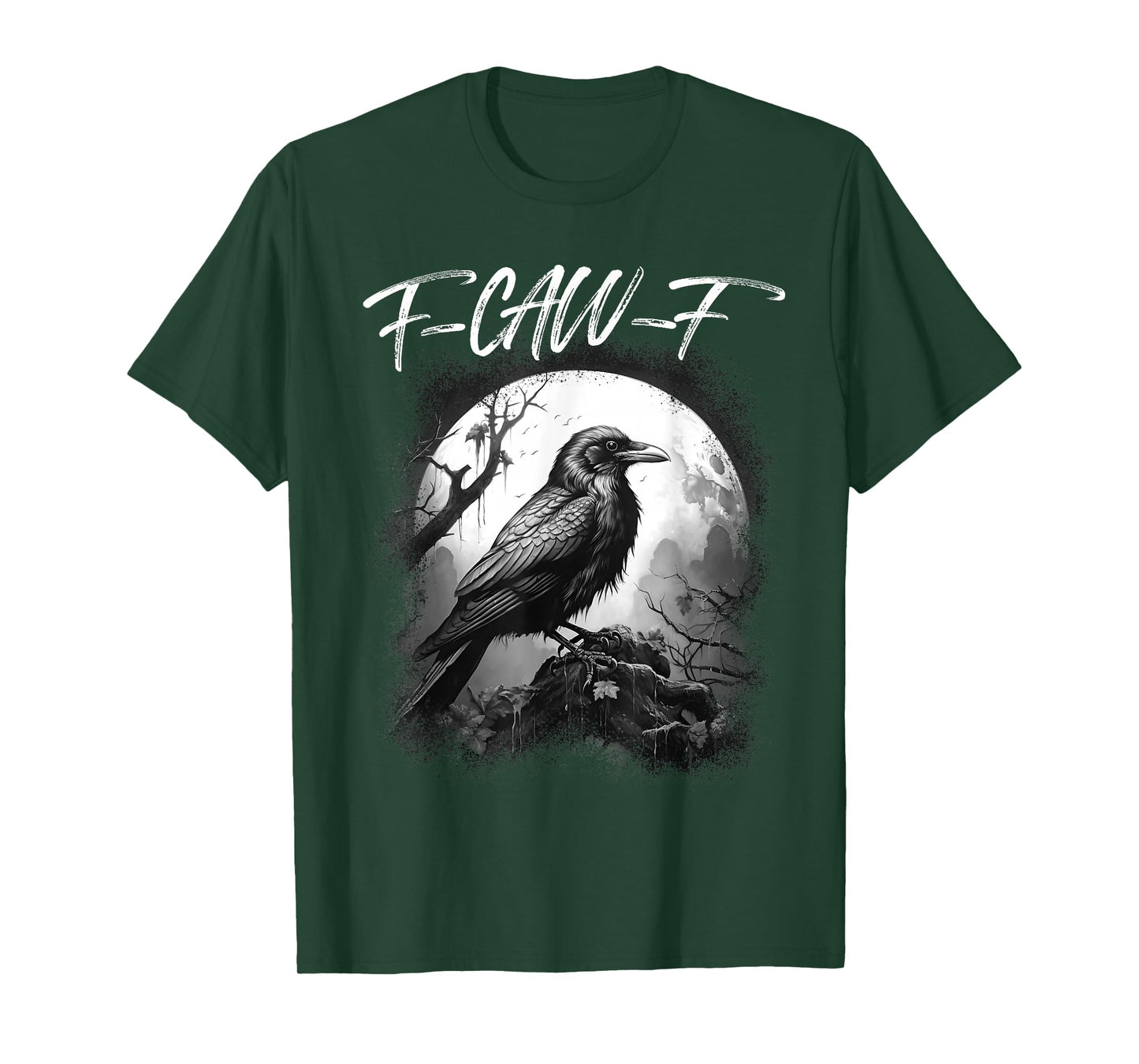 Funny Black Crow F-Caw-F Black Bird Raven Moon Men Women T-Shirt