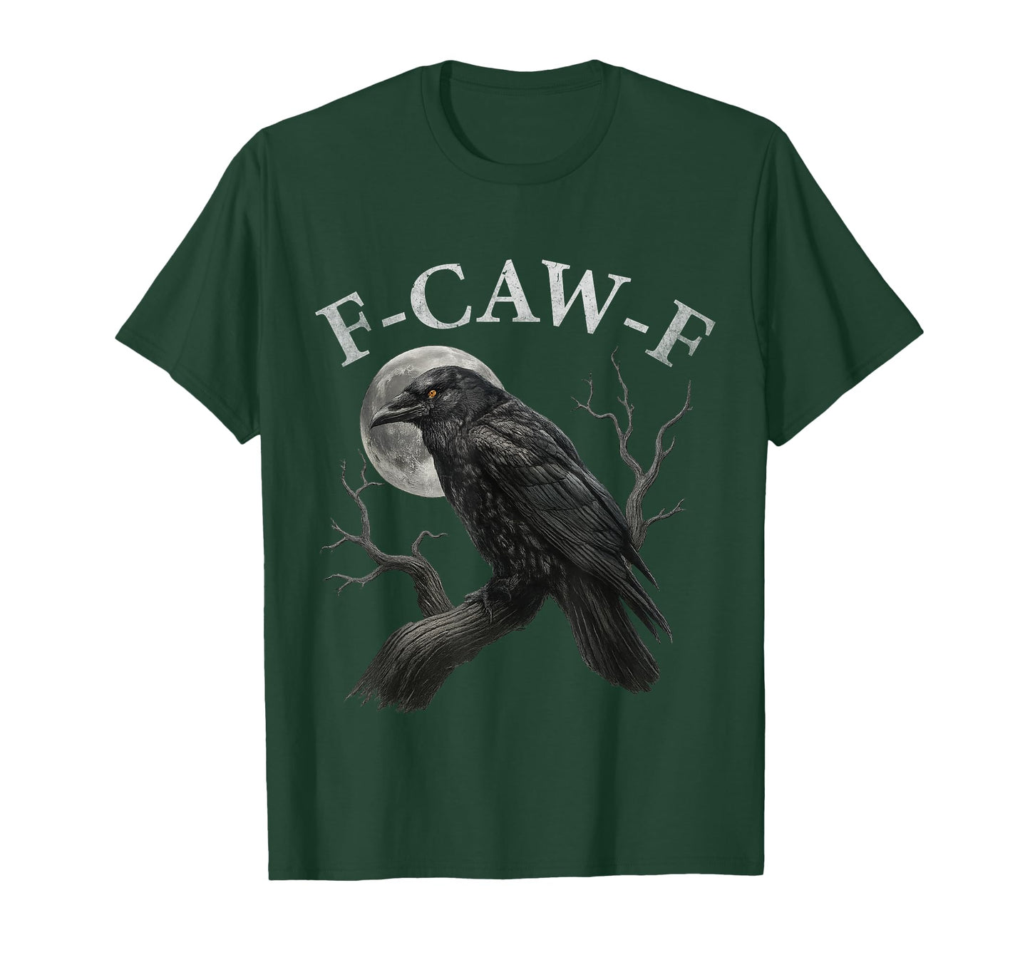 Black Crow F-Caw-F Black Bird Moon, Funny Gothic Adult Humor T-Shirt