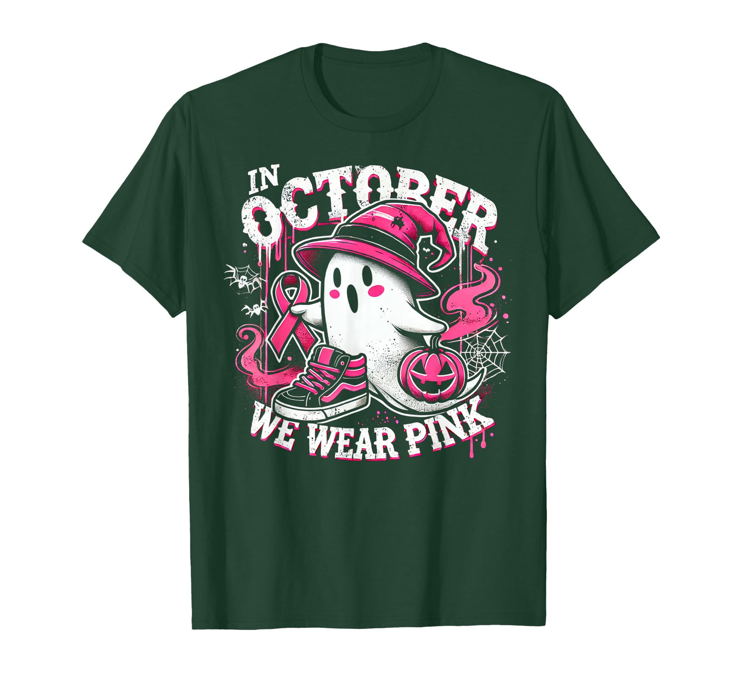 We Wear Pink in october Ghost Breast Cancer Awareness T-Shirt