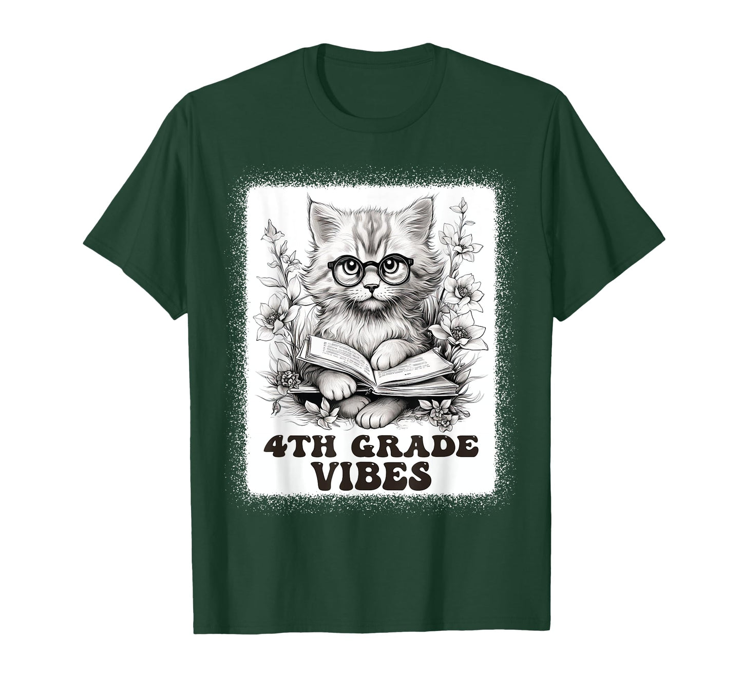 fourth Grade Vibes - 4th Grade Cat Reading 1st Day Of School T-Shirt