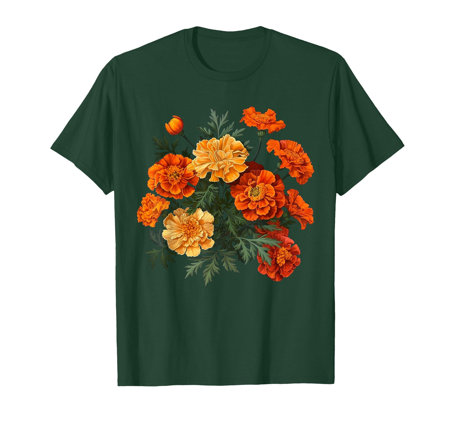 Birth Month Marigold Flower Floral Bouquet Flowers Lovers T-Shirt