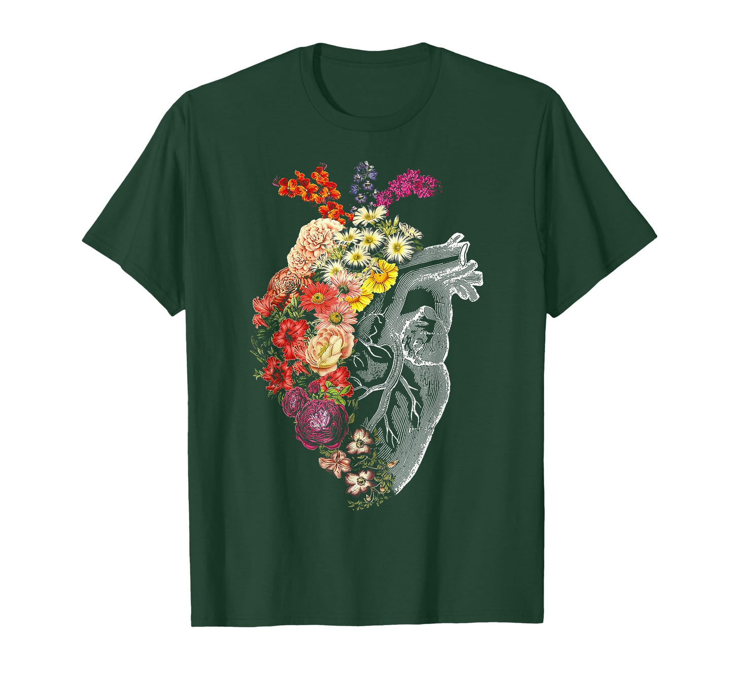 Anatomical Heart And Flowers Funny Nurse Gift For Graduation T-Shirt