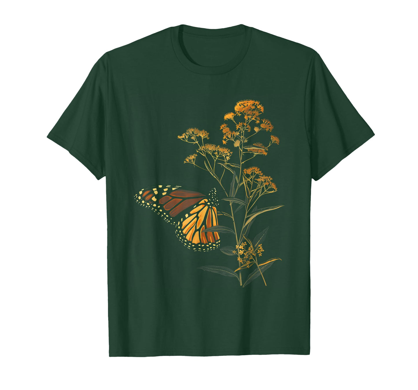 Vintage Monarch Butterfly Goldenrod Flower Girl Plant Mom T-Shirt