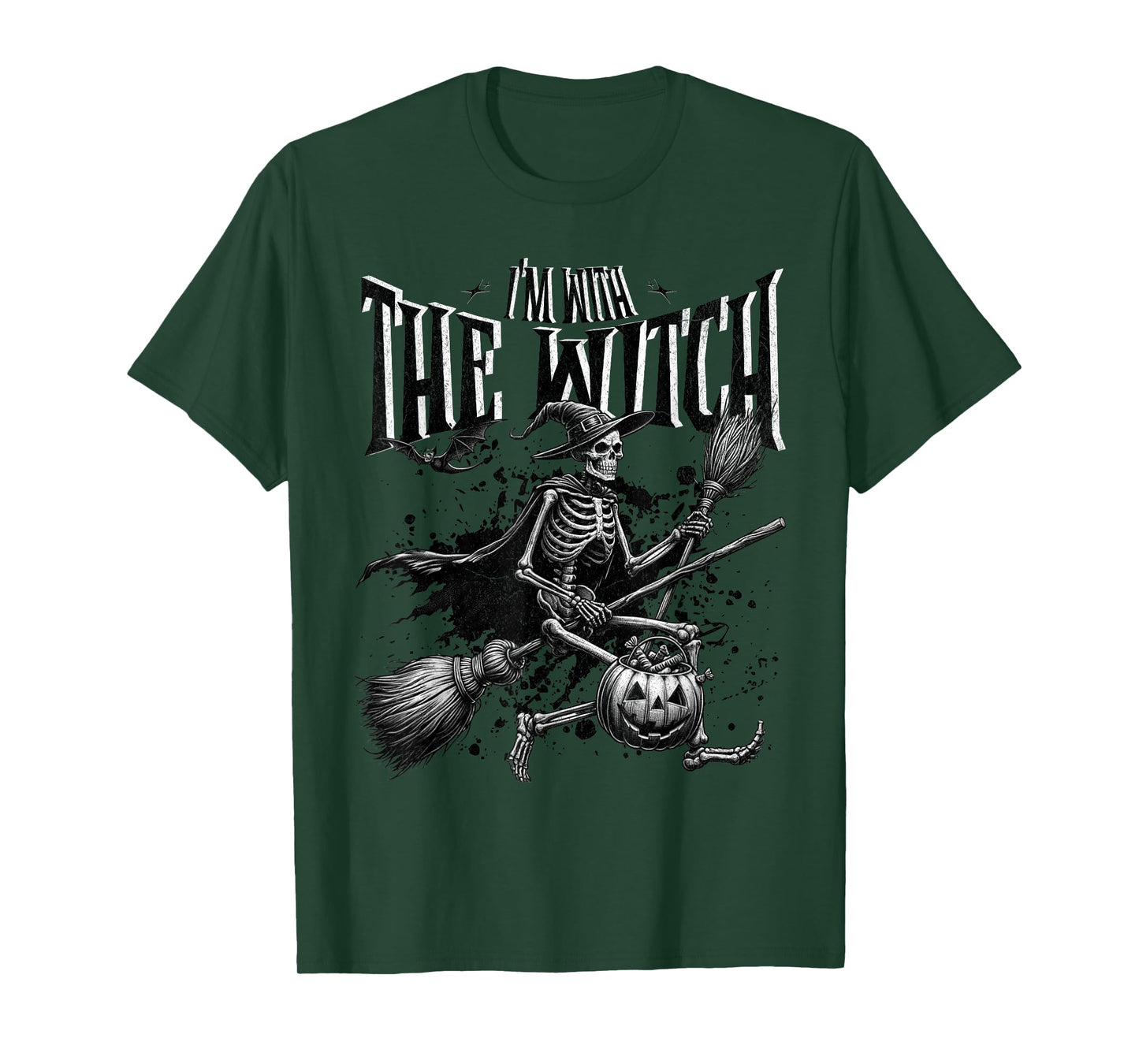 I’m with The Witch Skeleton Halloween Funny Costume Pumpkin T-Shirt