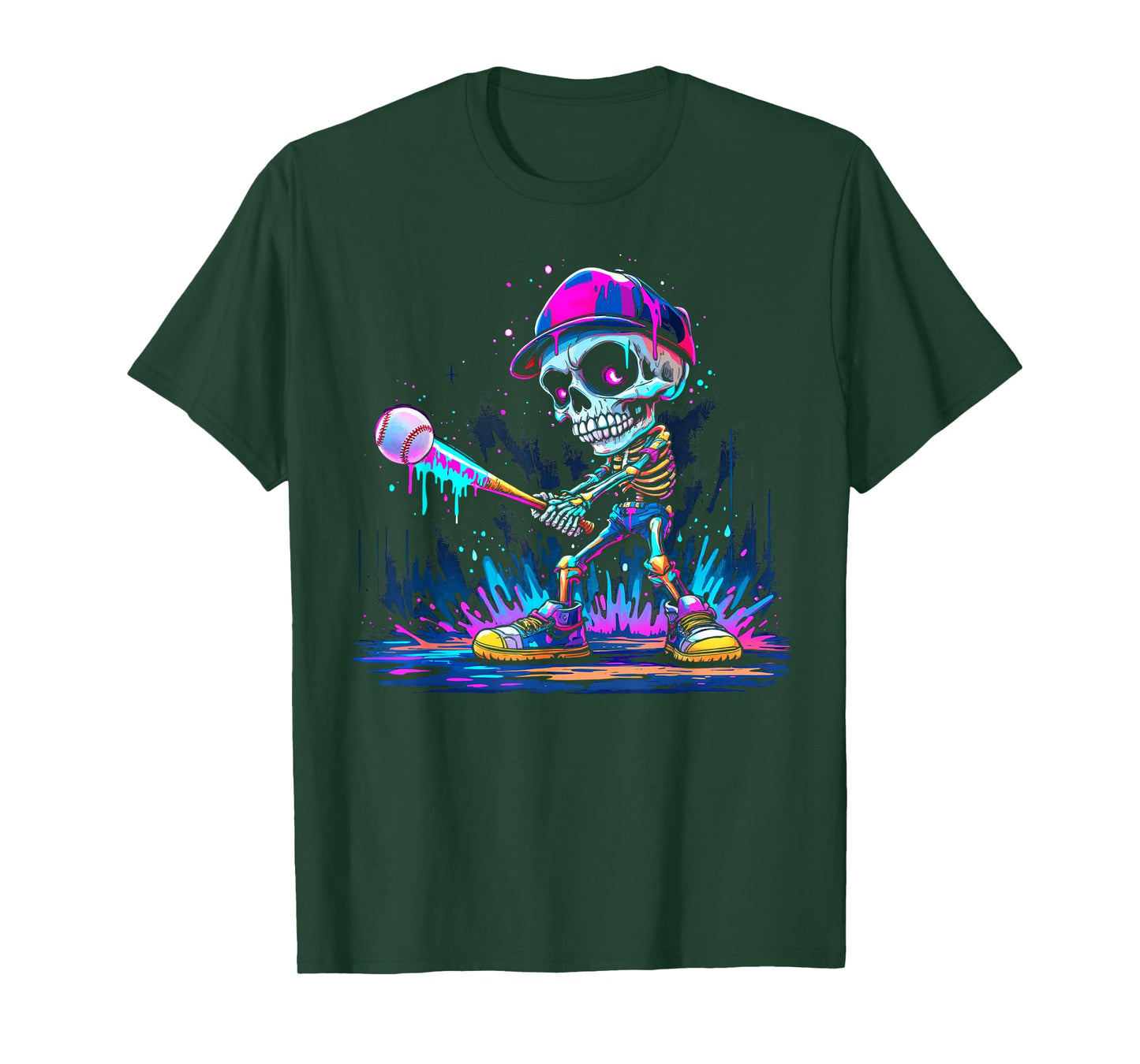 Funny Halloween Drip Baseball Player T-Shirt