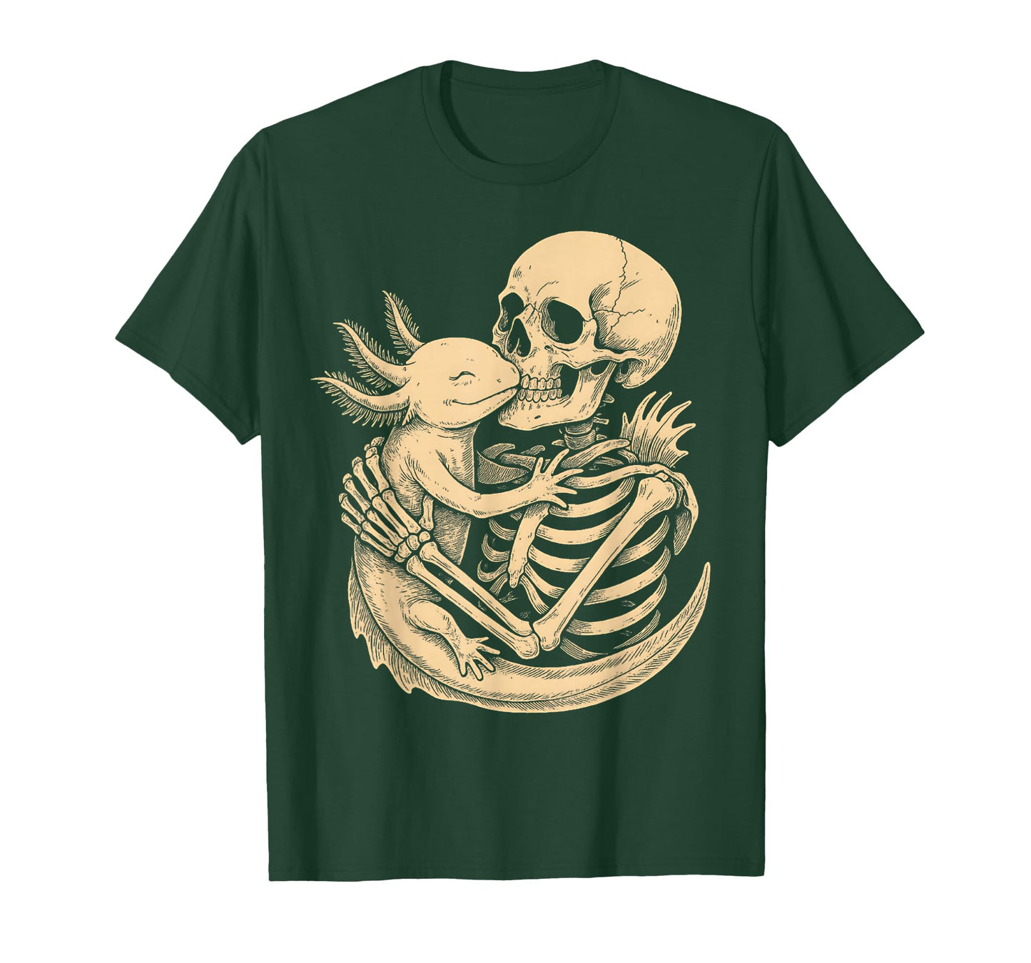 Skeleton Hugging Axolot Halloween Graphic Axolot Mom Dad T-Shirt