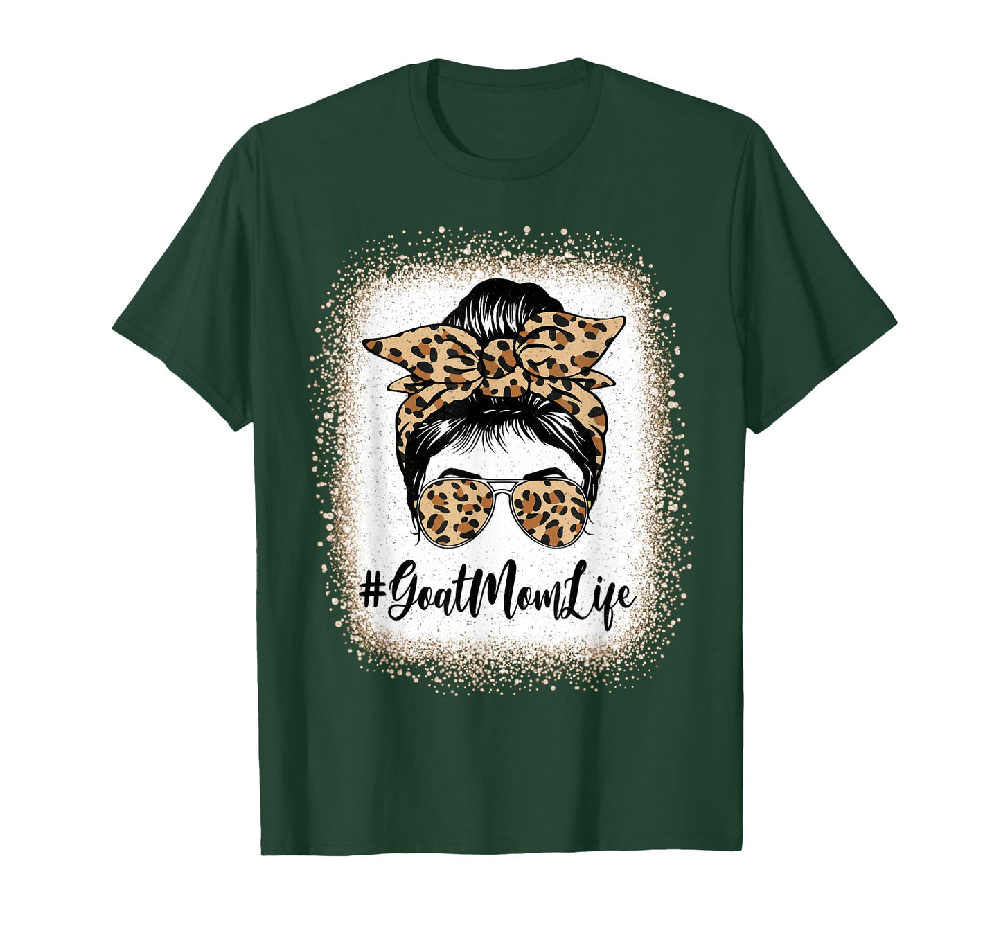 Funny Goat Mom Life Bleached Leopard Messy Bun Mother's day T-Shirt