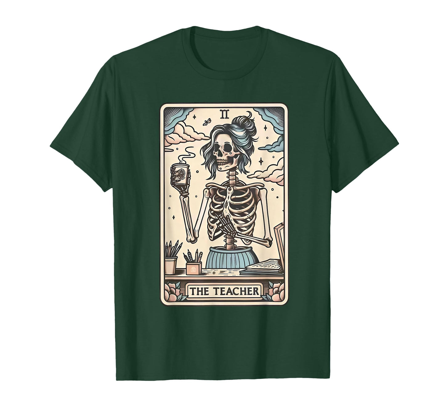 The Teacher Funny Skeleton Tarot Card T-Shirt