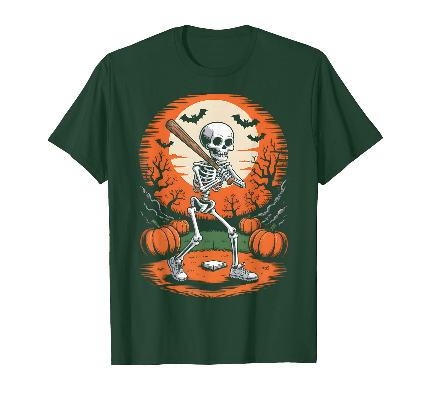 Halloween Skeleton Baseball Player Costume Men Boys Kids T-Shirt