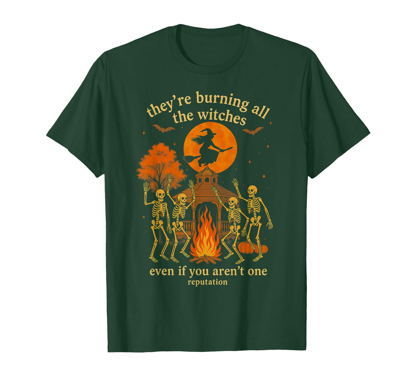 HUGvyn They're Burning All The Witches Skeleton Witch Gazebo T-Shirt