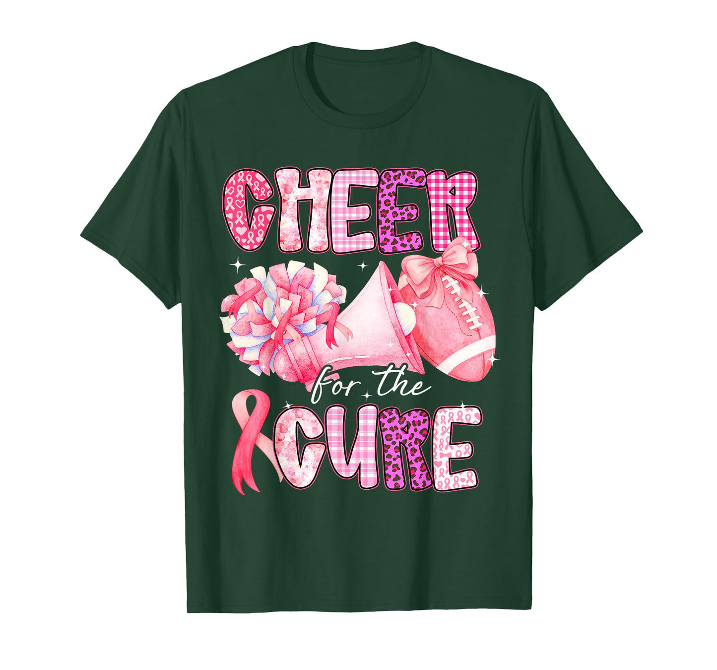 Breast Cancer Awareness Cheer for The Cure Football T-Shirt