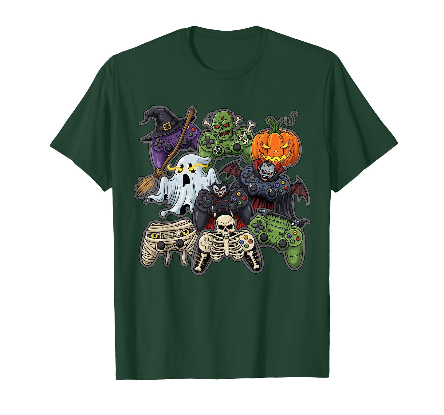 Halloween Gaming Controllers Zombie Skeleton Ghost Pumpkin T-Shirt