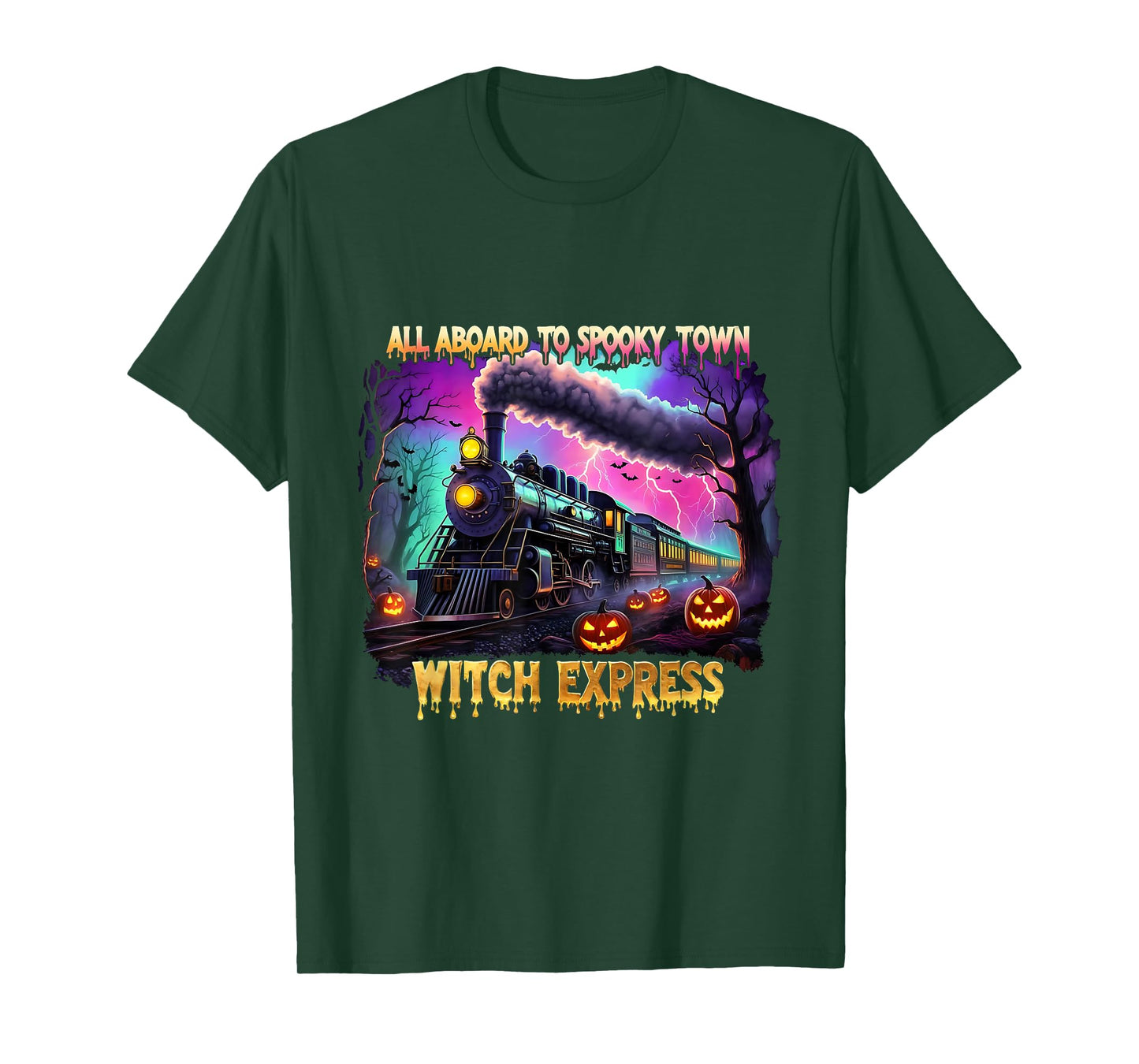 Spooky Town Train Funny Halloween Skeleton Ghosts T-Shirt