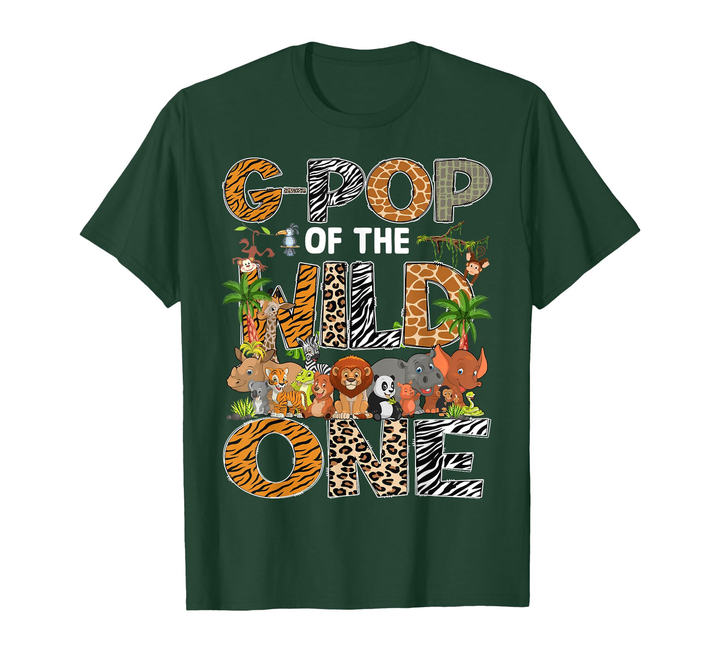 G-Pop Of The Wild One Safari Zoo Animal 1St Birthday T-Shirt