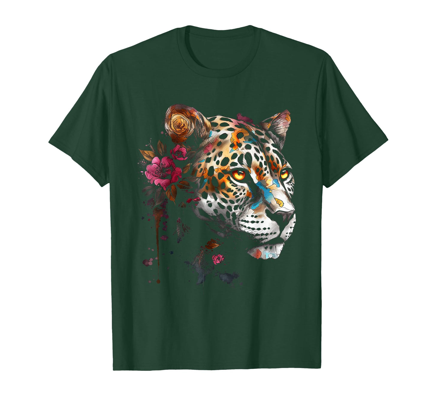 Leopard Flowers Art - Animal Leopard T-Shirt