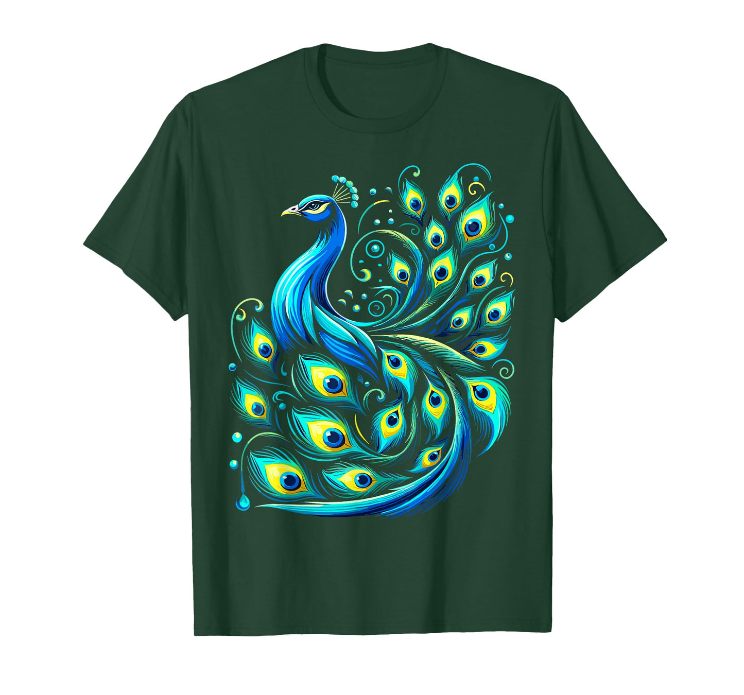Beautiful Blue Peacock Teal Feathers Bird T-Shirt