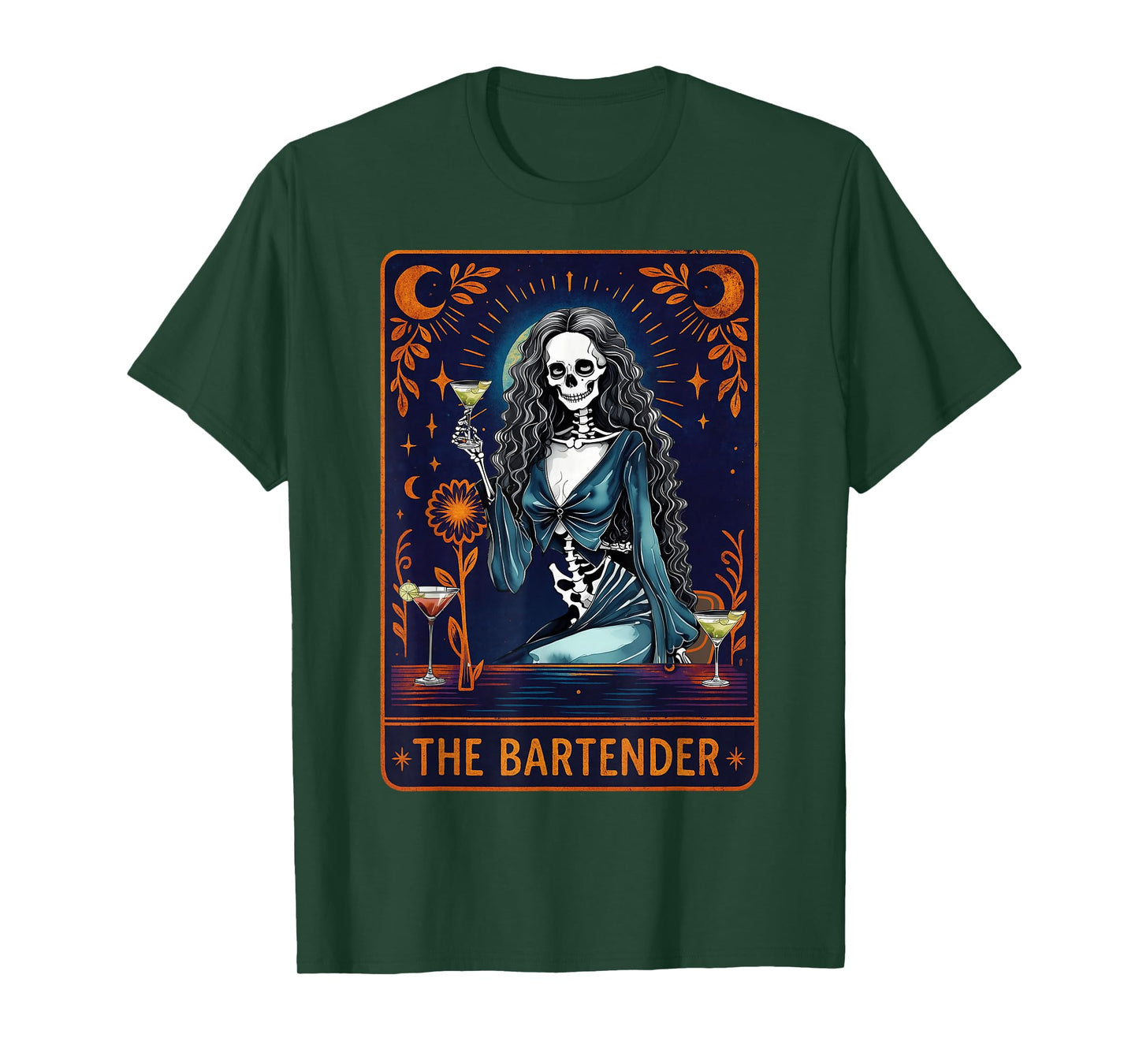 Bartender Tarot Card Skeleton Cocktail T-Shirt