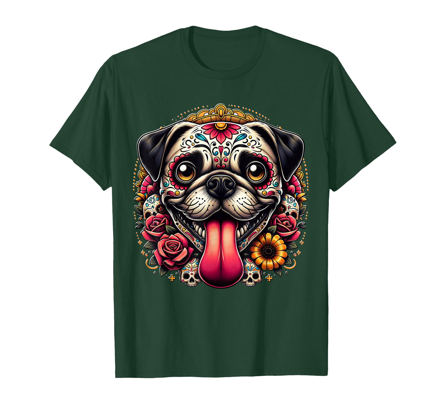 Pug Dia De Los Muertos Pug Skeleton T-Shirt