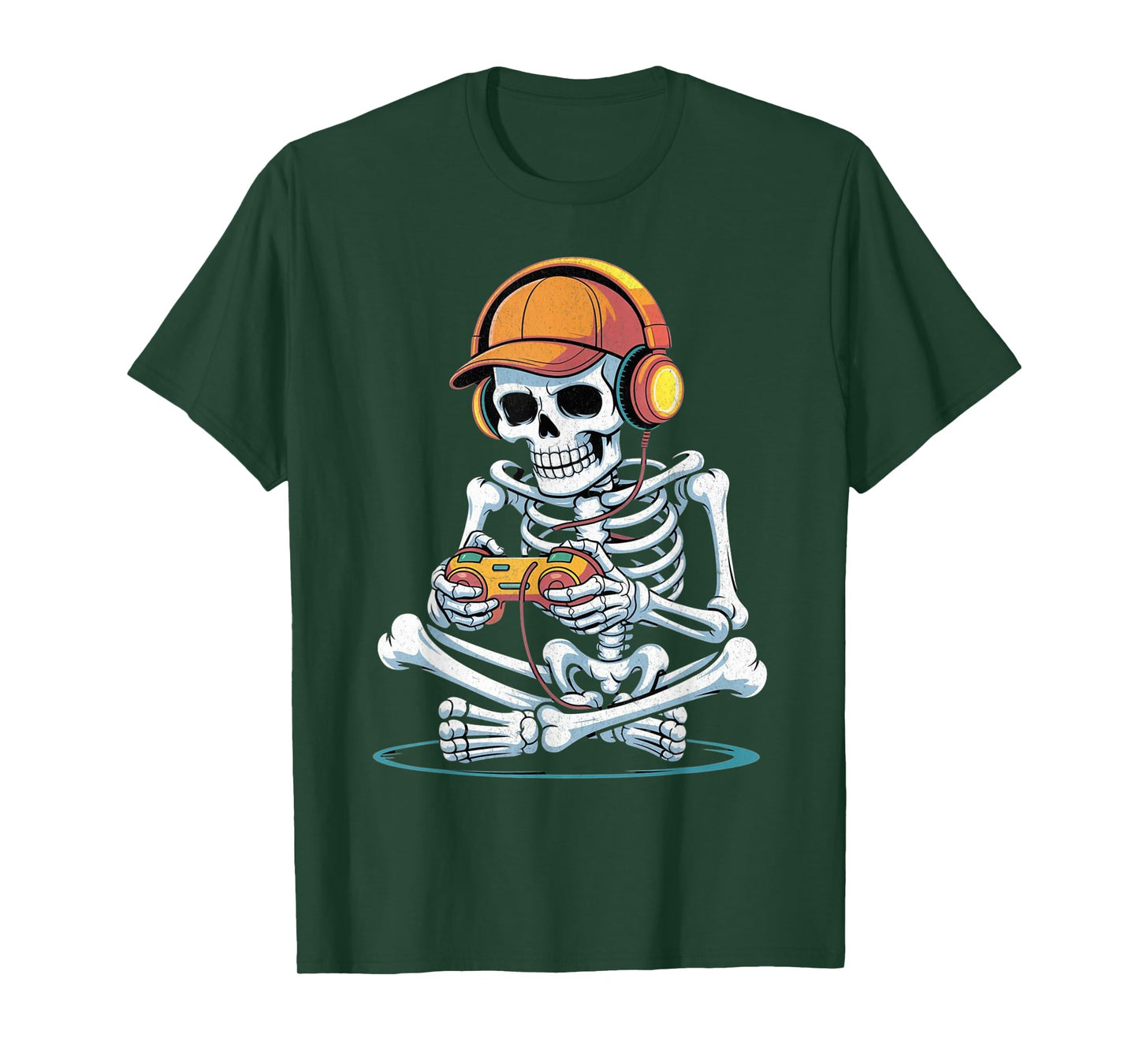 Halloween Skeleton Gamer Video with Headphones Gaming Boys T-Shirt