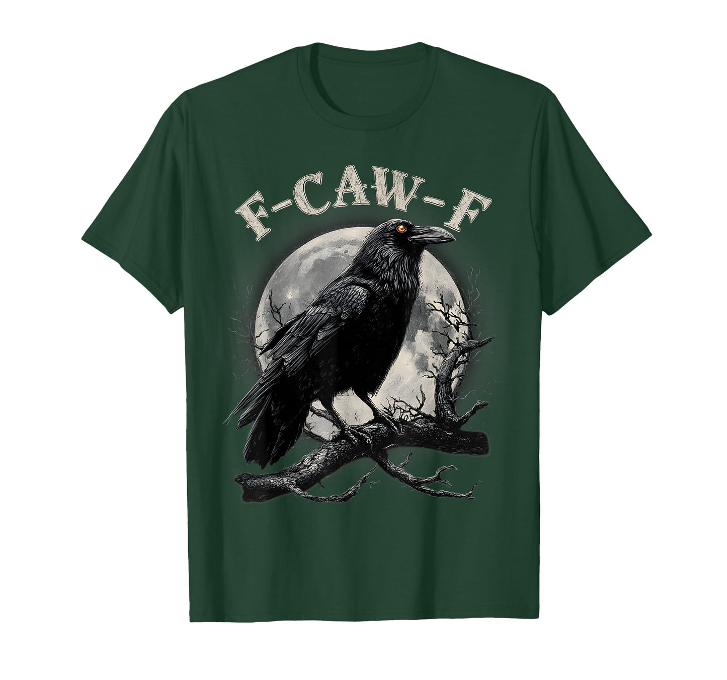 Black Crow, F-Caw-F Funny Black Bird Moon Gothic Adult Humor T-Shirt