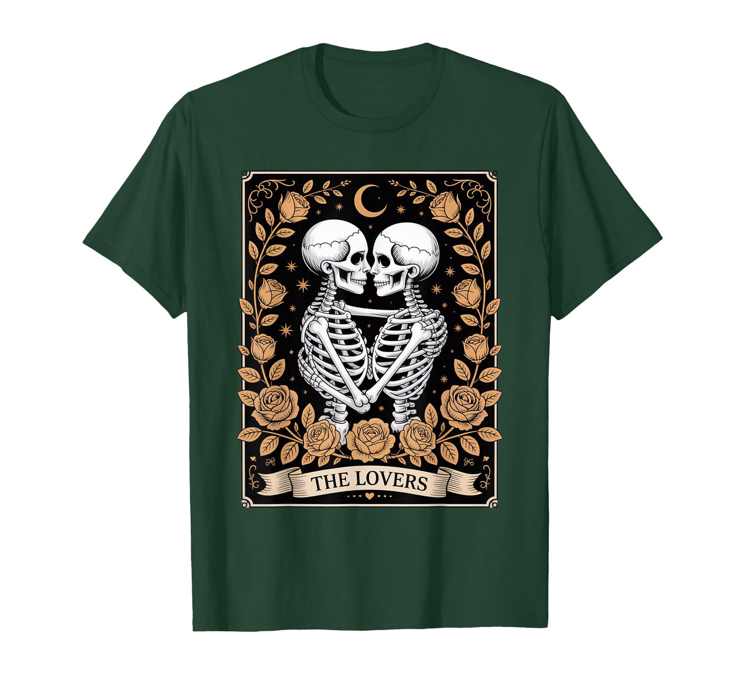 Tarot Card The Lovers Skeleton Goth Halloween Witch Vintage T-Shirt