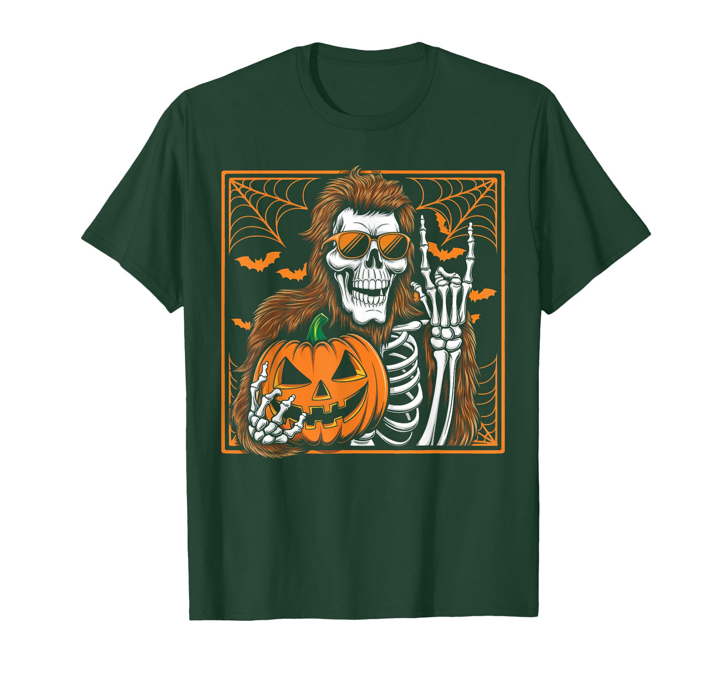 Fun Spooky Bigfoot Jack O Lantern Skeleton Halloween Boys T-Shirt