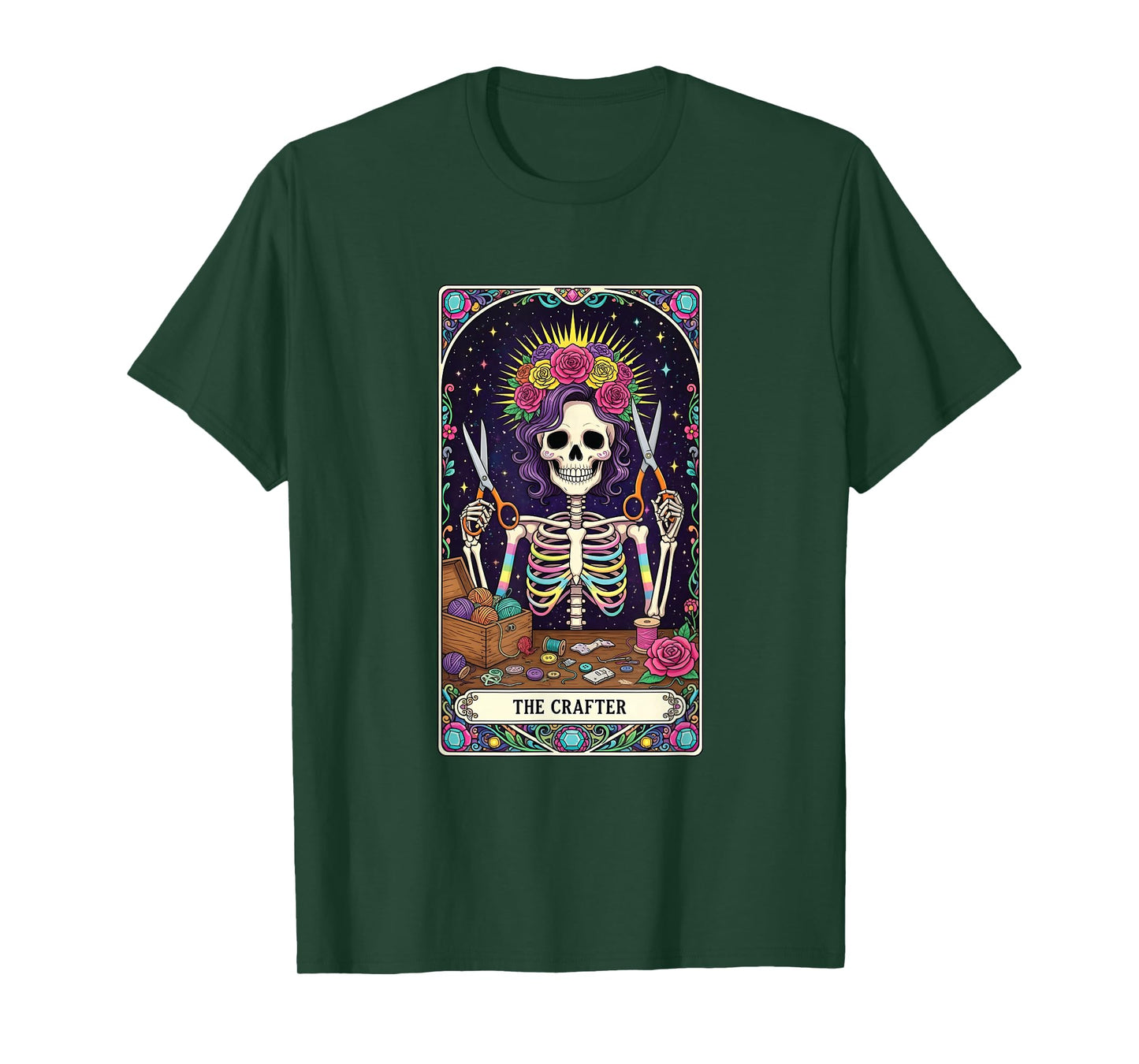 The Crafter Tarot Card Skeleton Crafting Design T-Shirt