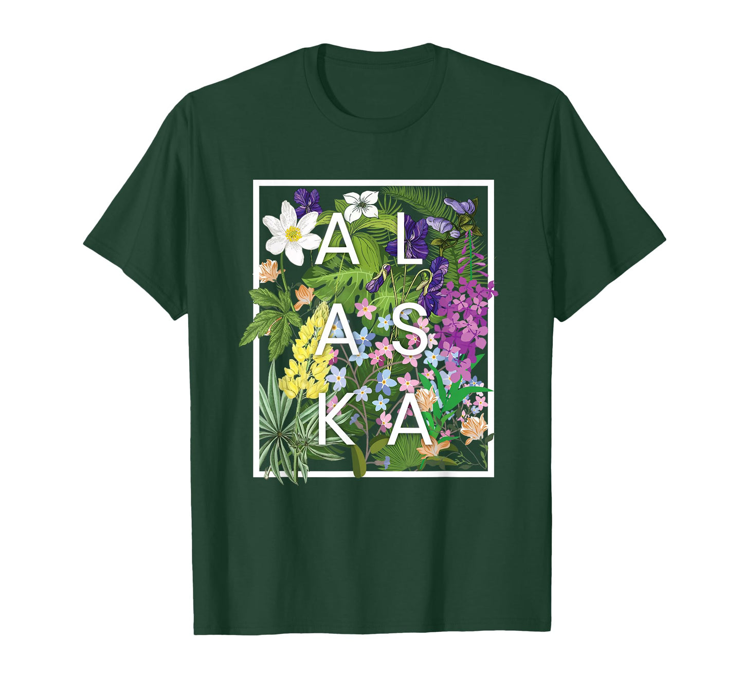 Flowers of Alaska Word Art - Alaskan Pride T-Shirt