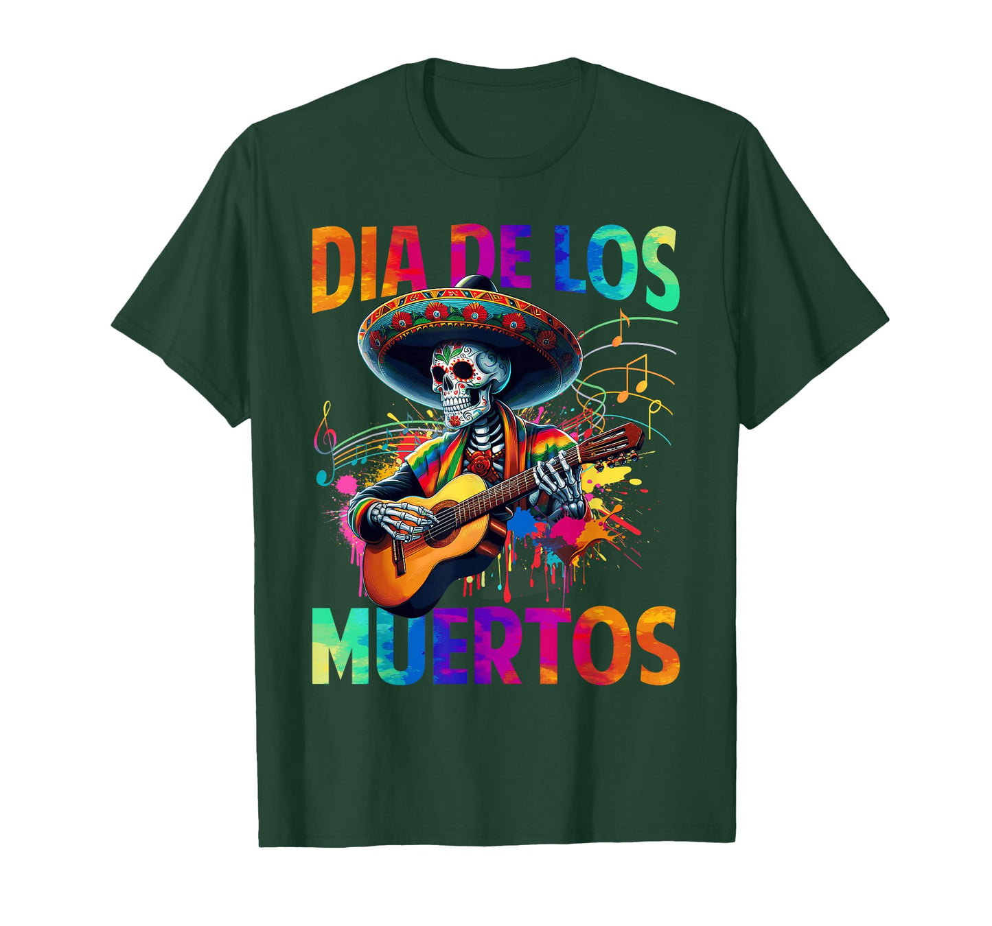 Dia de Muertos Skeleton Playing Guitar Day of The Dead Men T-Shirt