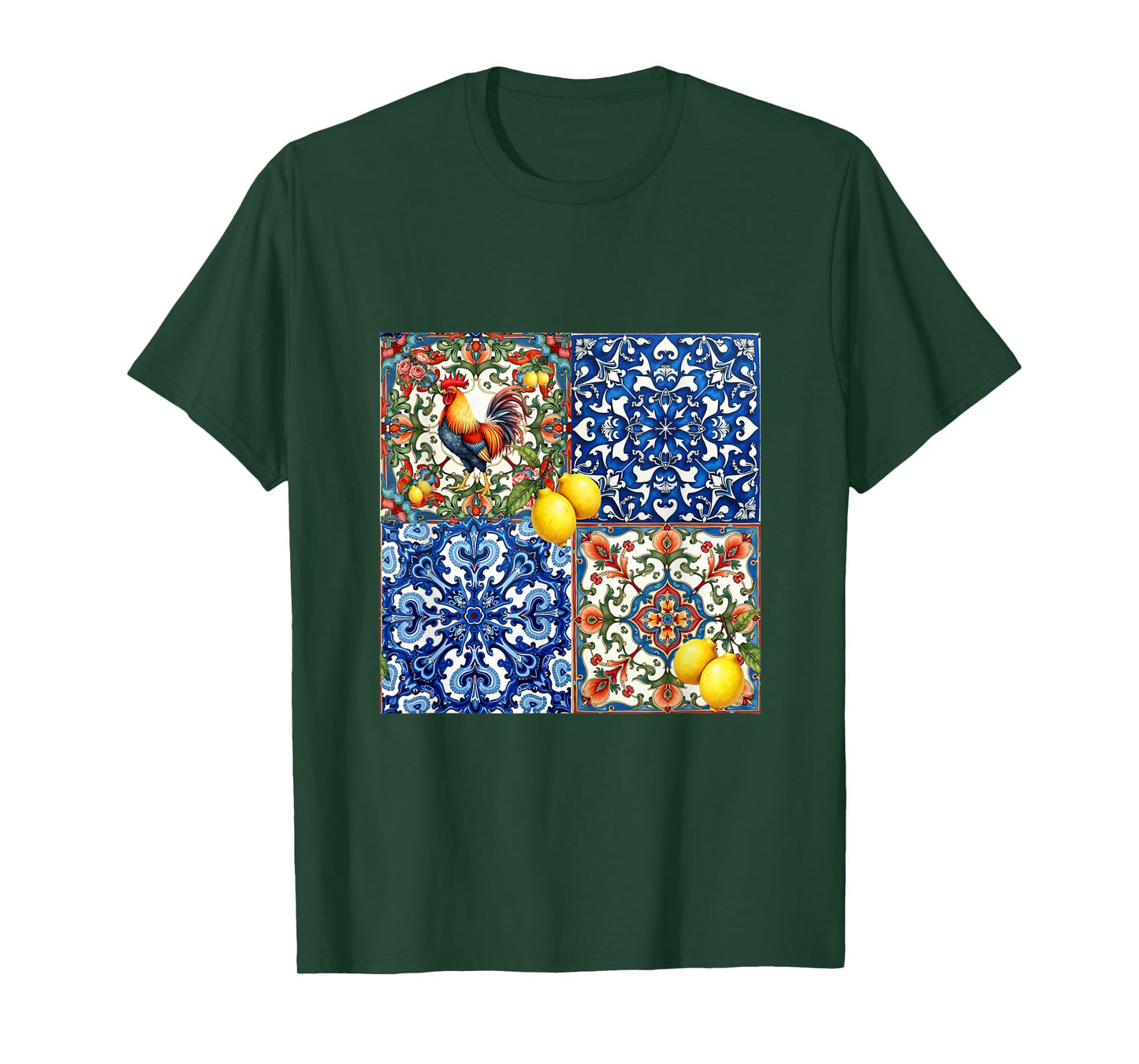 Rooster bird, Italian style,citrus,lemon,folklore pattern T-Shirt